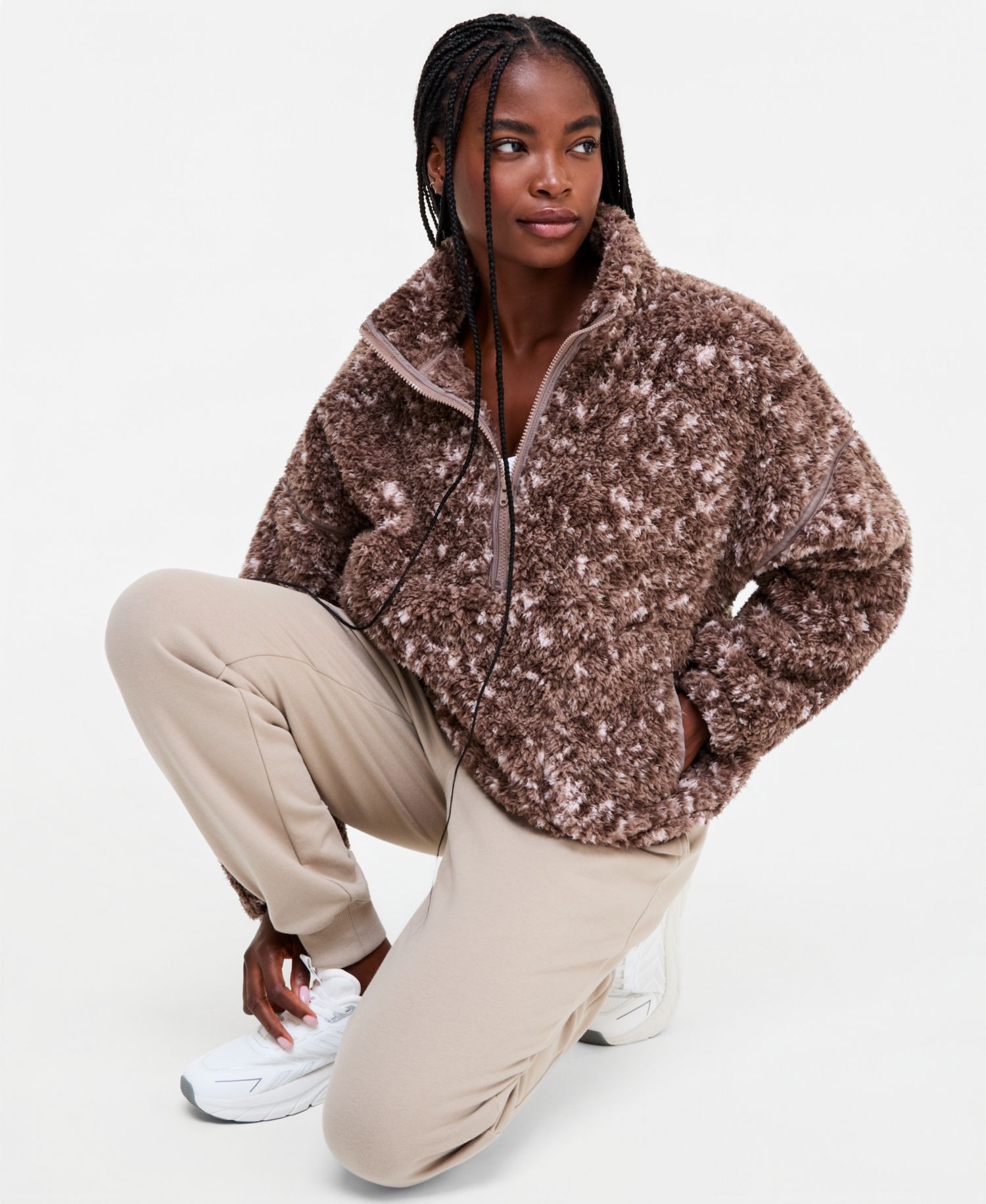 Women's Printed Sherpa Half-Zip Pullover