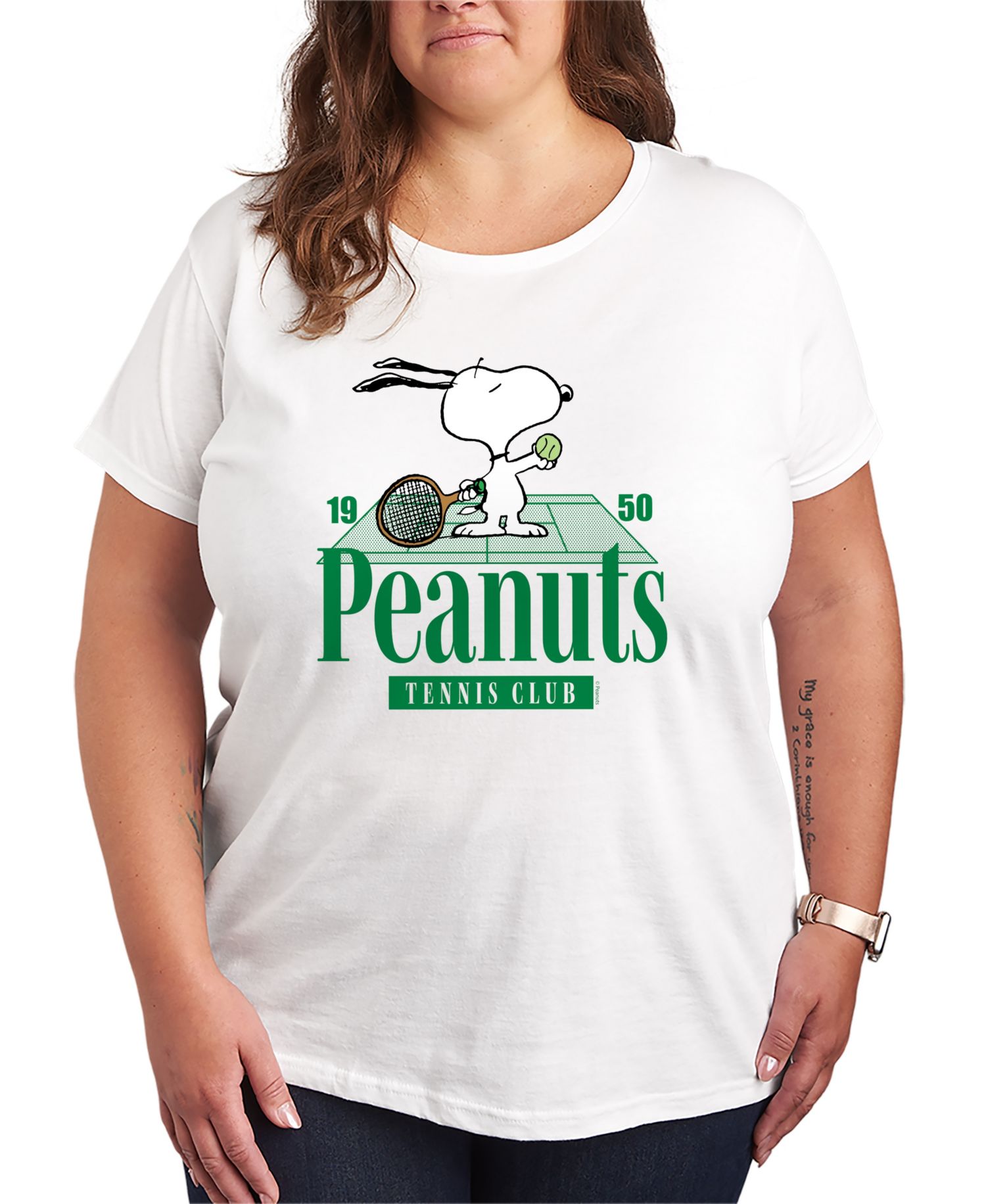 Plus Size Peanuts Snoopy Tennis Club Graphic T-Shirt