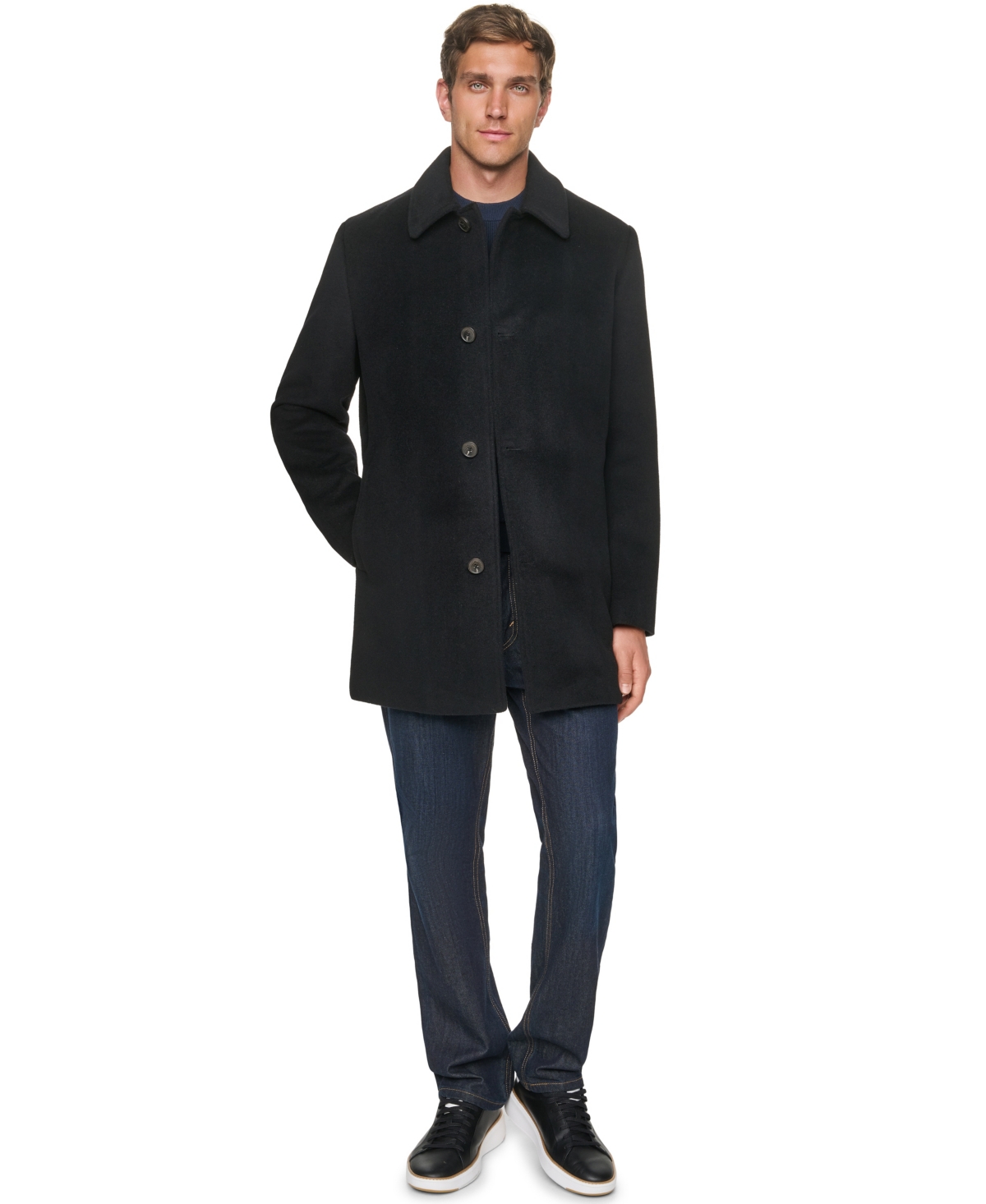 Cole Haan Men's Regular-Fit Cashmere-Wool Blend Single-Breasted Car Coat