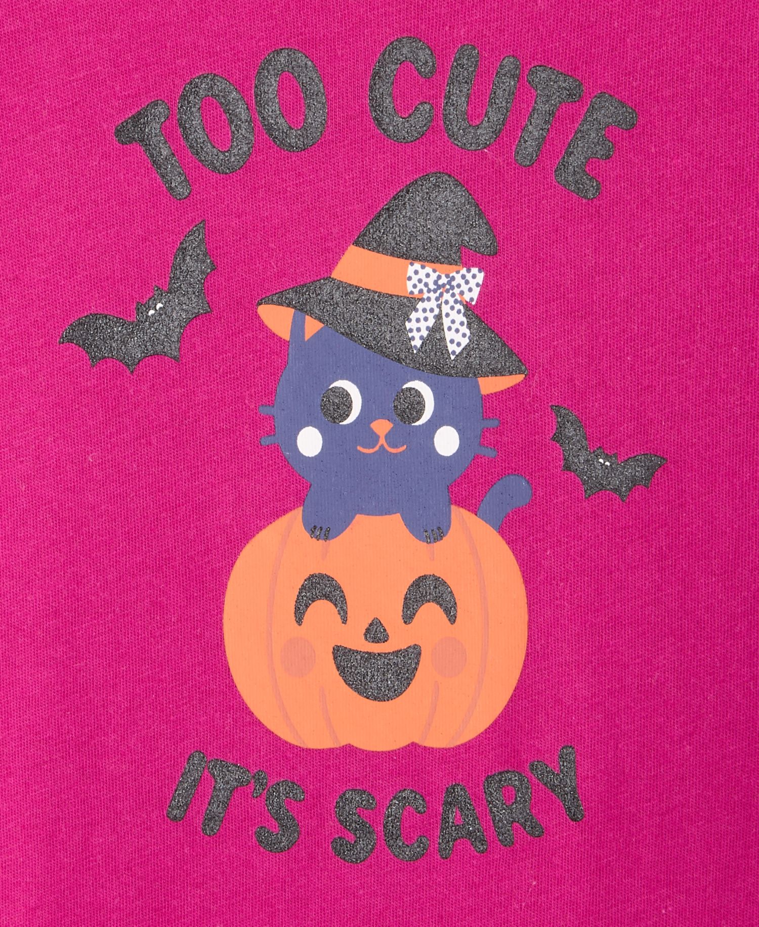 Toddler Girls' 12M-5T Short-Sleeve Too Cute It's Scary Cat T-Shirt