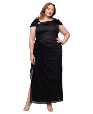 Plus Glittered Ruched Gown