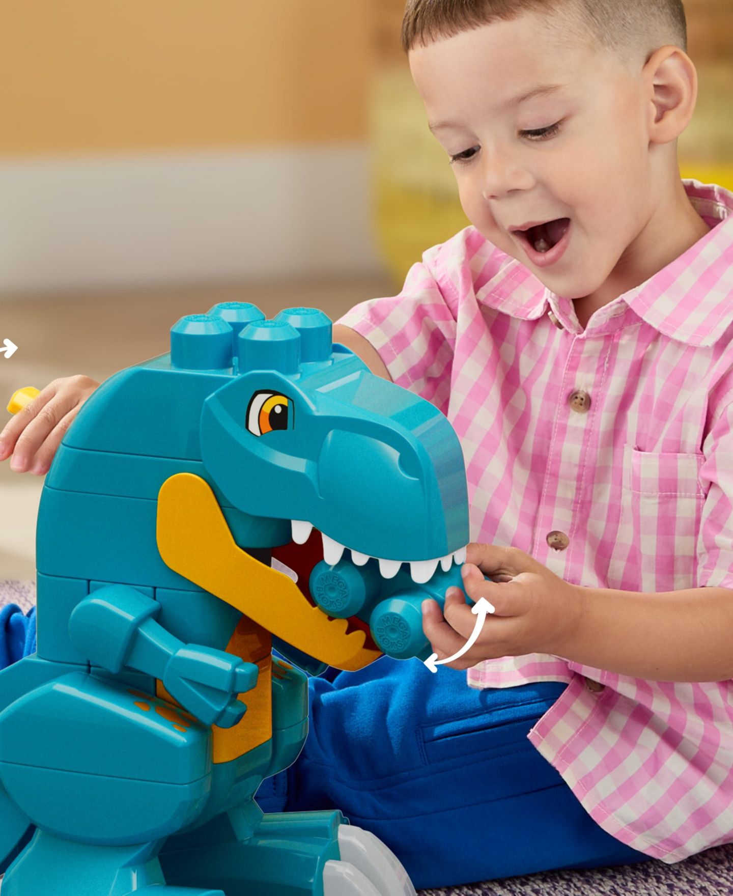 Детский конструктор Mega Bloks Fisher-Price Build & Chomp Dinosaur with Rolling Wheels, 25-Piece Building Set — фото 3