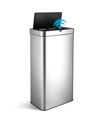 Gallon Motion Sensor Trash Can with 26 Trash Bags, Rectangular Waste Sorting Bin with Dual Split Rings