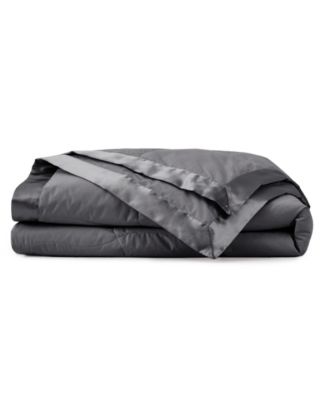 UNIKOME - Oversized Lightweight Satin Trim Feather and Down Blanket, King Dark Gray