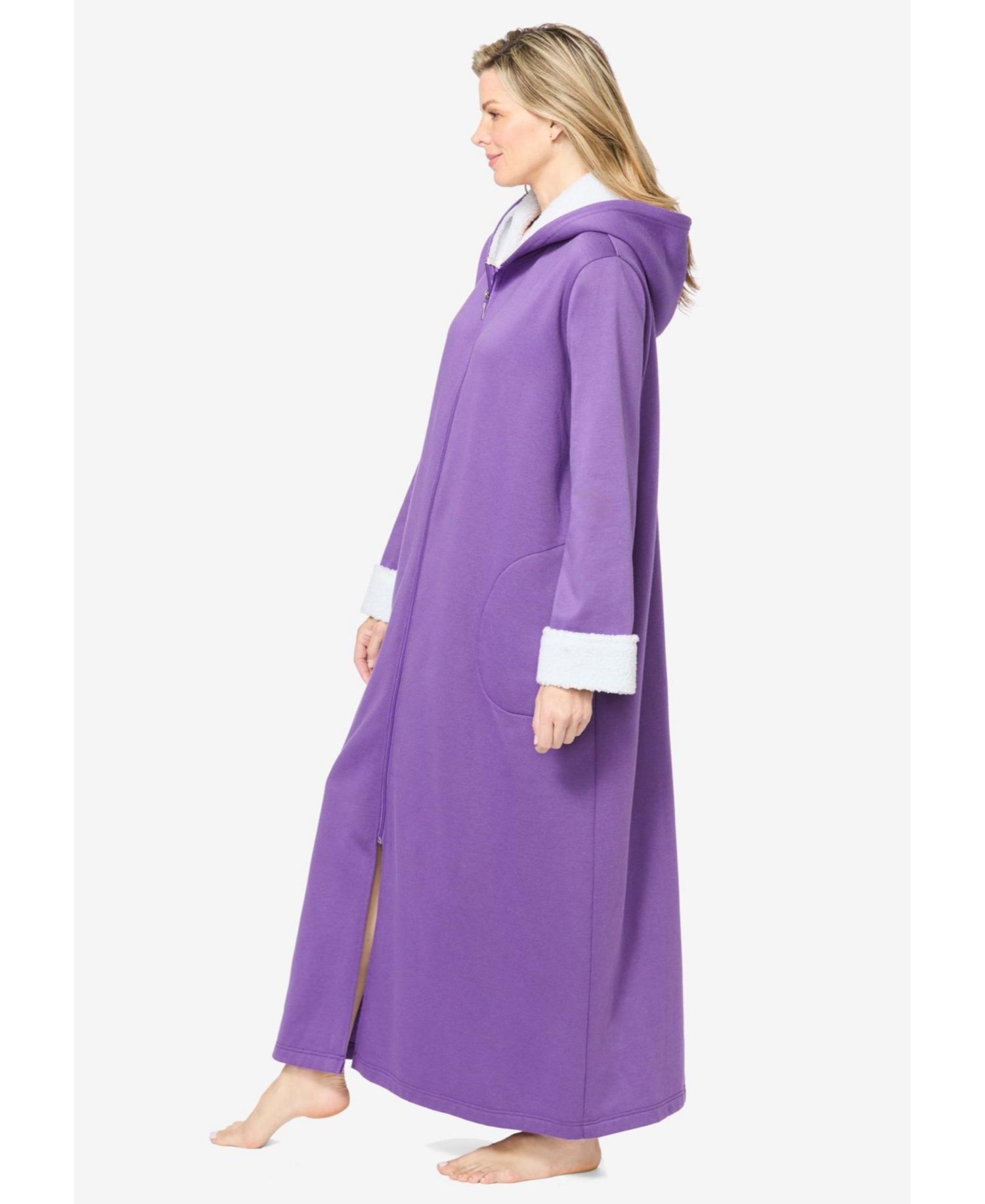 Women's Dreams and Co. Sherpa-Lined Long Hooded Robe