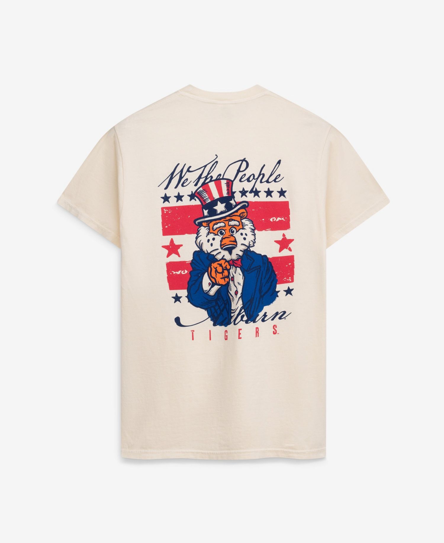 Men's Cream Auburn Tigers Uncle Sam Mascot T-Shirt