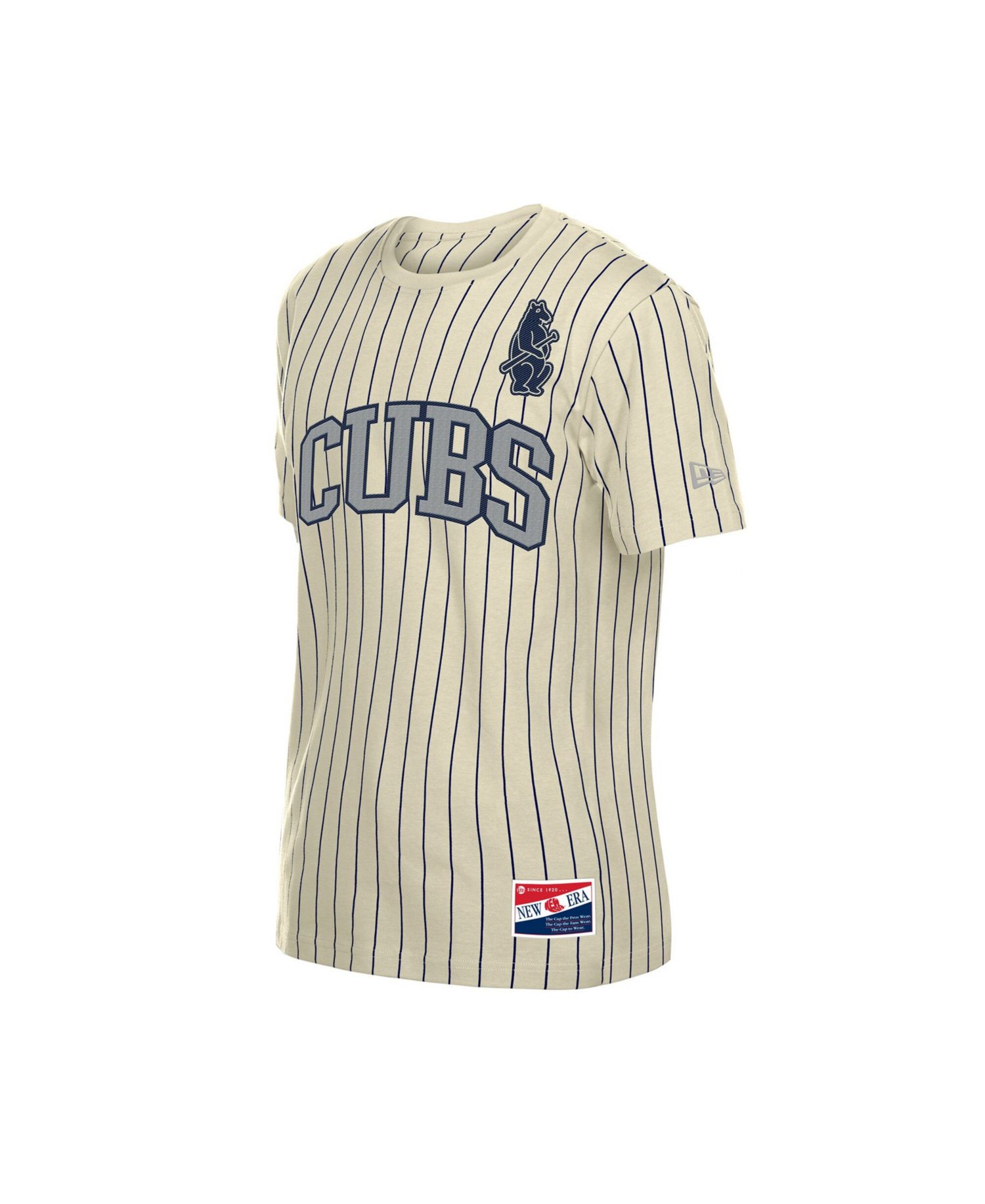 Men's Cream Chicago Cubs Throwback Meshback Pinstripe T-Shirt