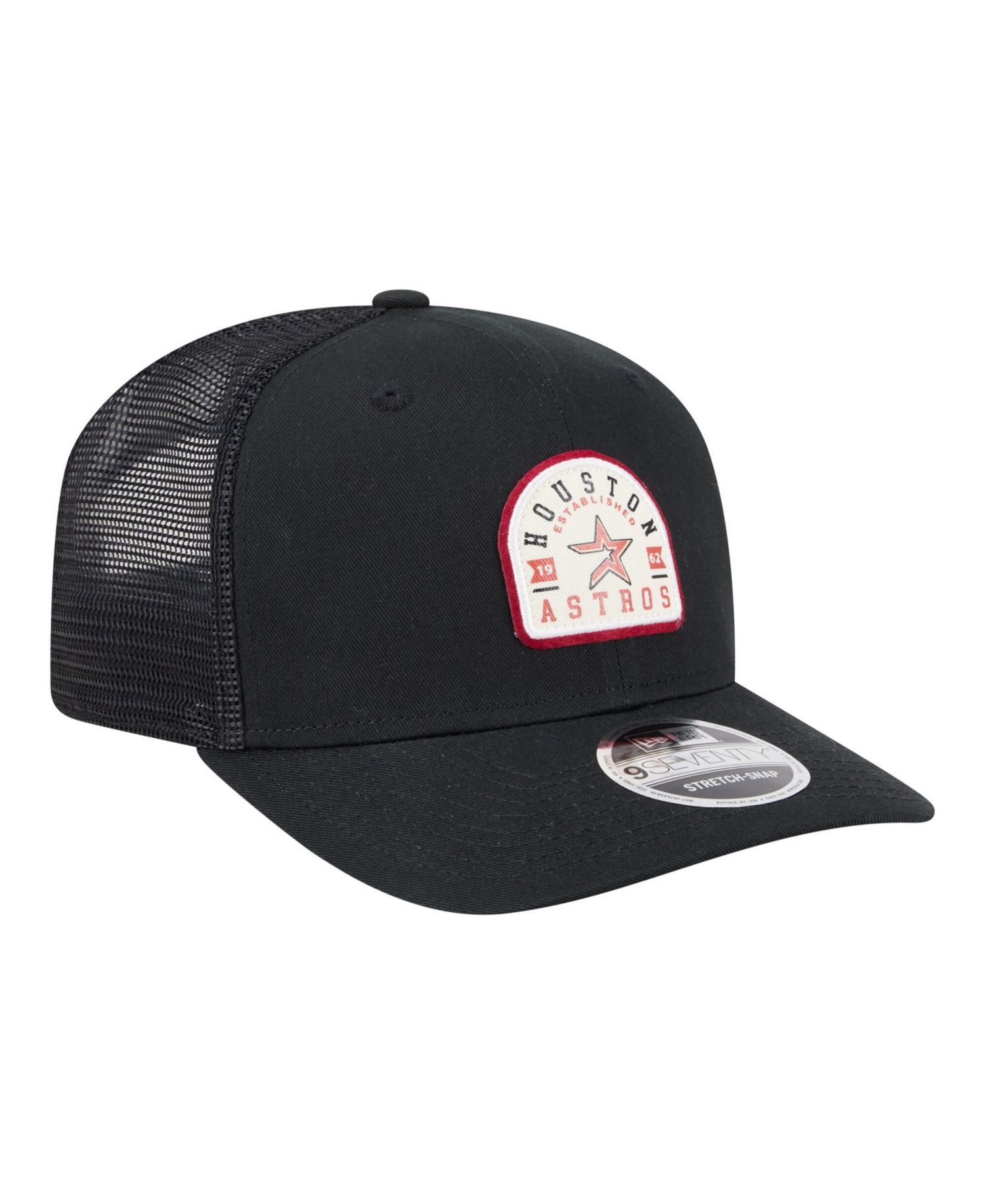 Men's Black Houston Astros Throwback Contest 9SEVENTY Adjustable Trucker Hat