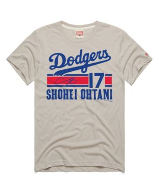 Men's Shohei Ohtani Stone Los Angeles Dodgers Signature Name & Number Tri-Blend T-Shirt