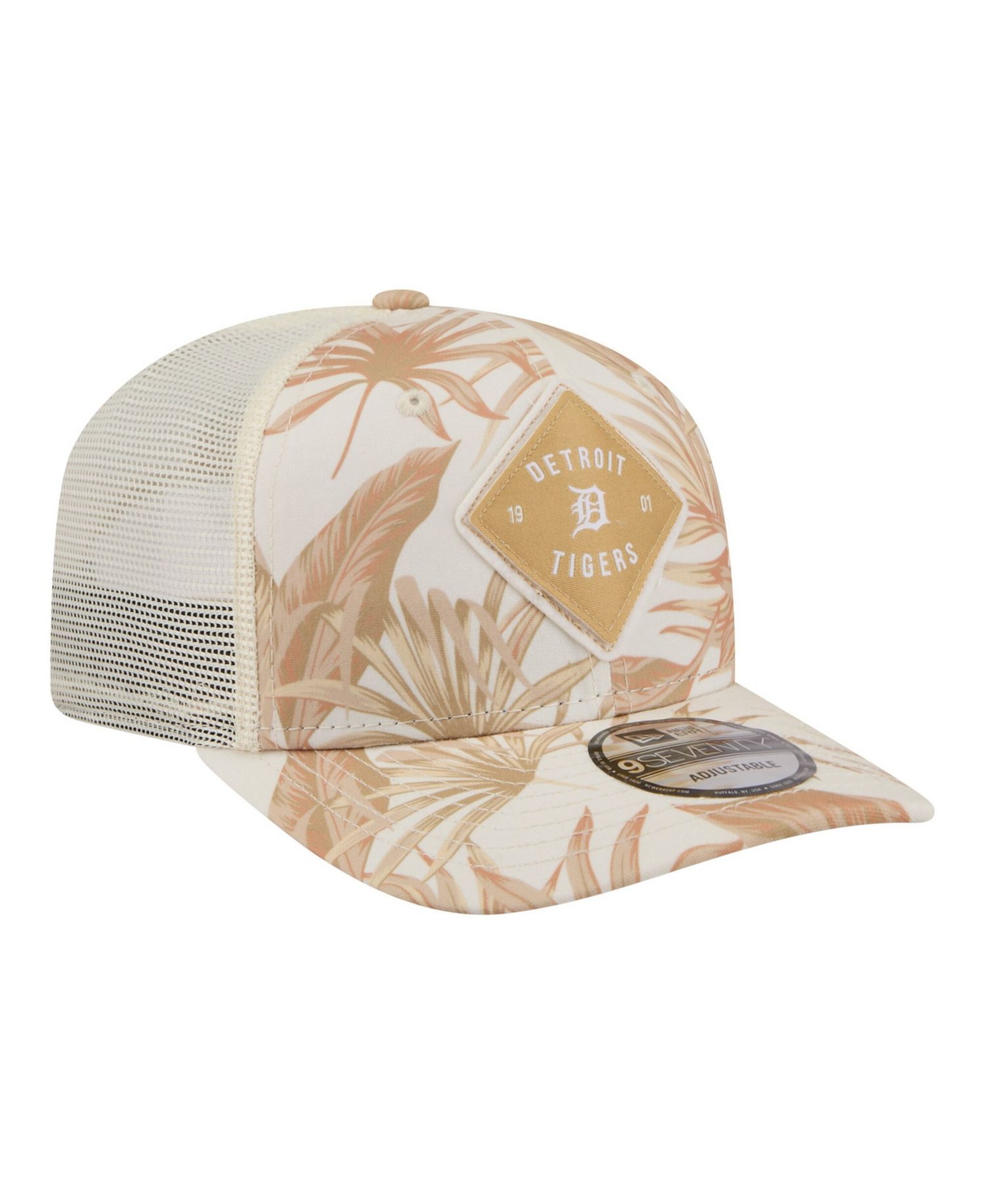 Men's Tan Detroit Tigers Tonal Palm COOLERA 9SEVENTY Adjustable Trucker Hat