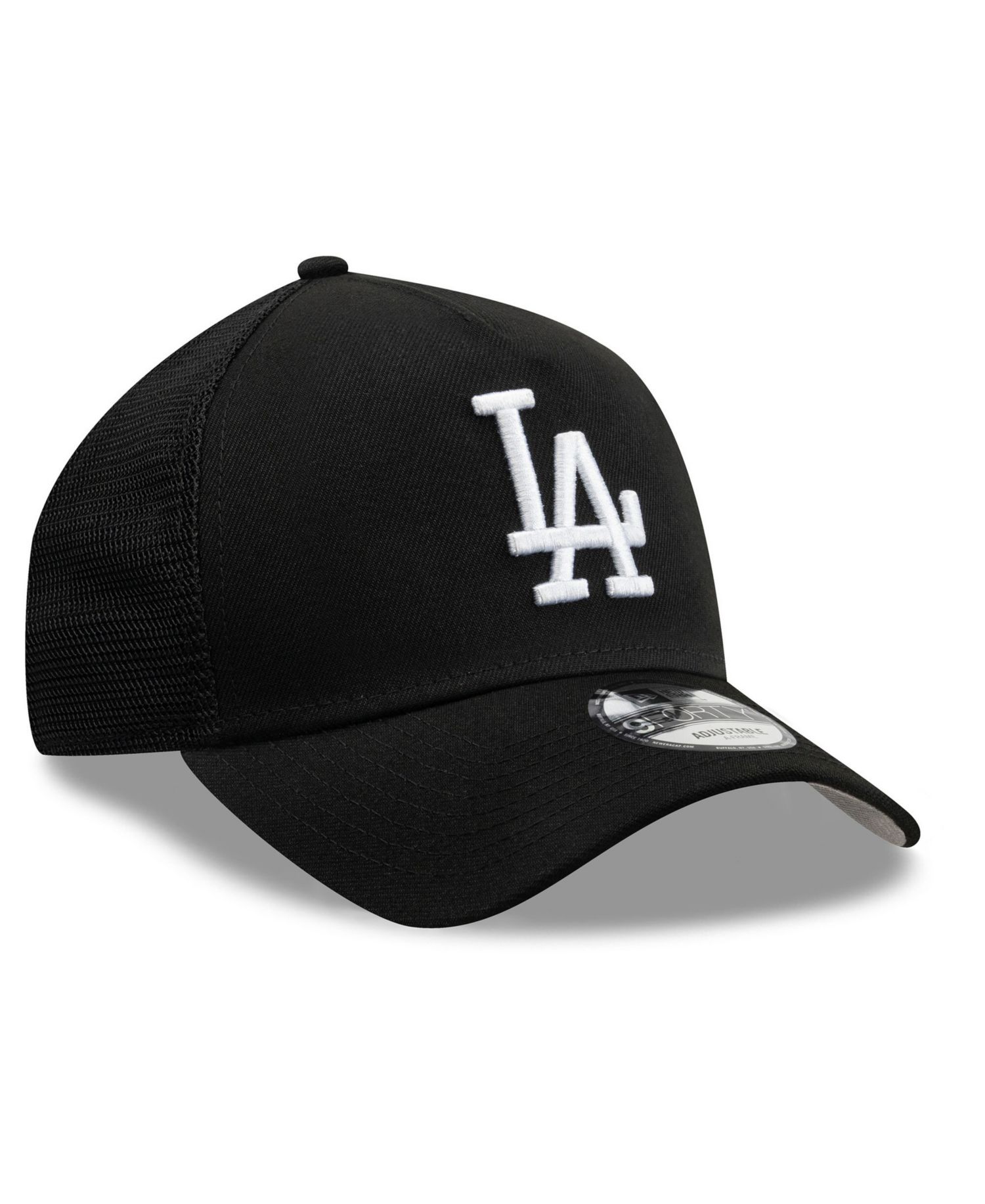 Men's Black Los Angeles Dodgers Side Script 9FORTY A-Frame Trucker Adjustable Hat