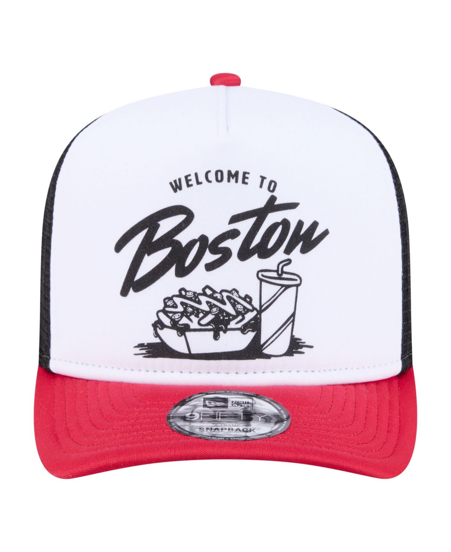 Мужская кепка New Era White/Red Boston Red Sox Foodie A-Frame 9FIFTY Trucker Snapback Hat — фото 2