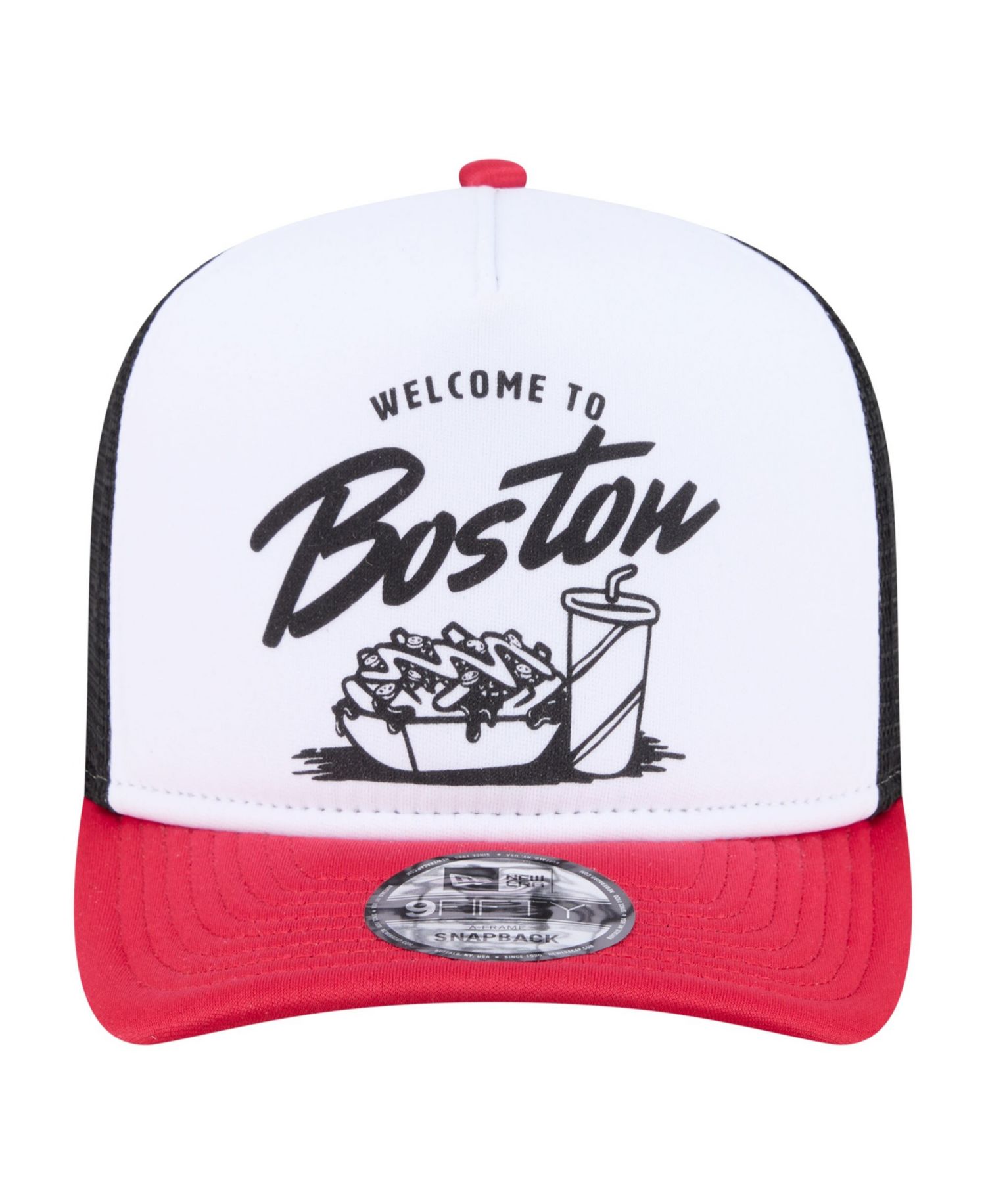 Men's White/Red Boston Red Sox Foodie A-Frame 9FIFTY Trucker Snapback Hat