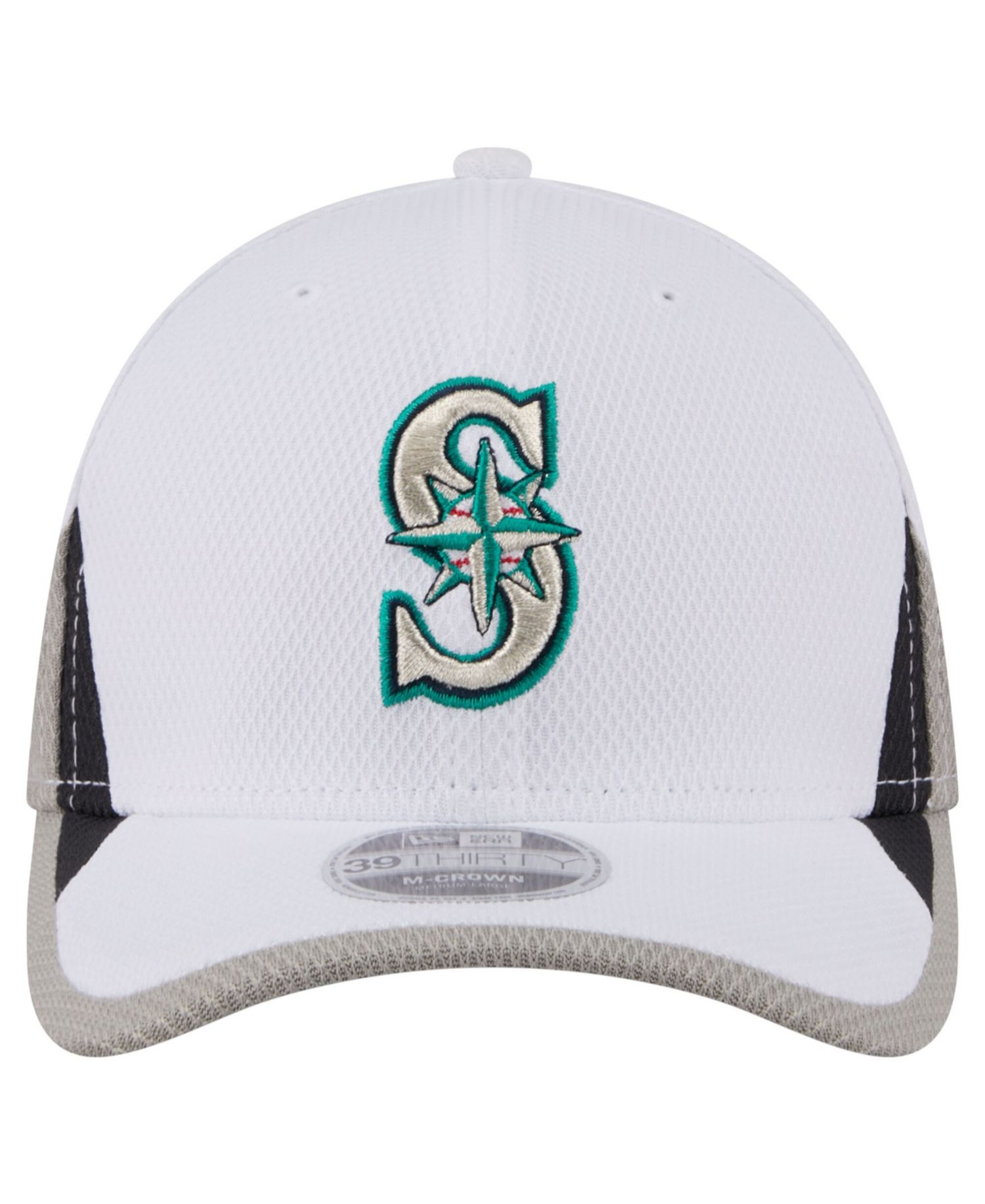 Men's White Seattle Mariners Cut n Sew 39THIRTY Flex Hat