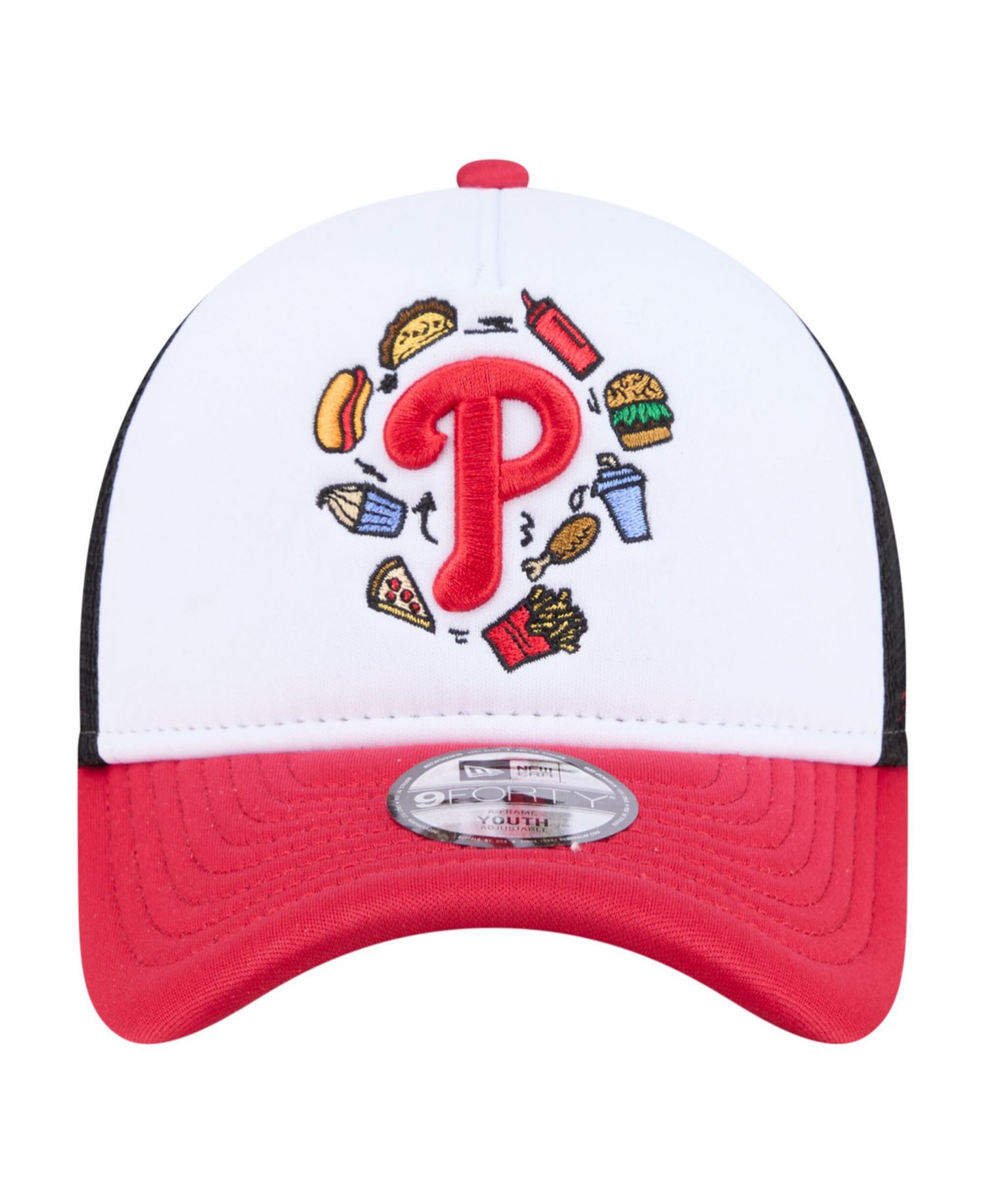 Big Boys and Girls White/Red Philadelphia Phillies Food A-Frame 9FORTY Trucker Adjustable Hat