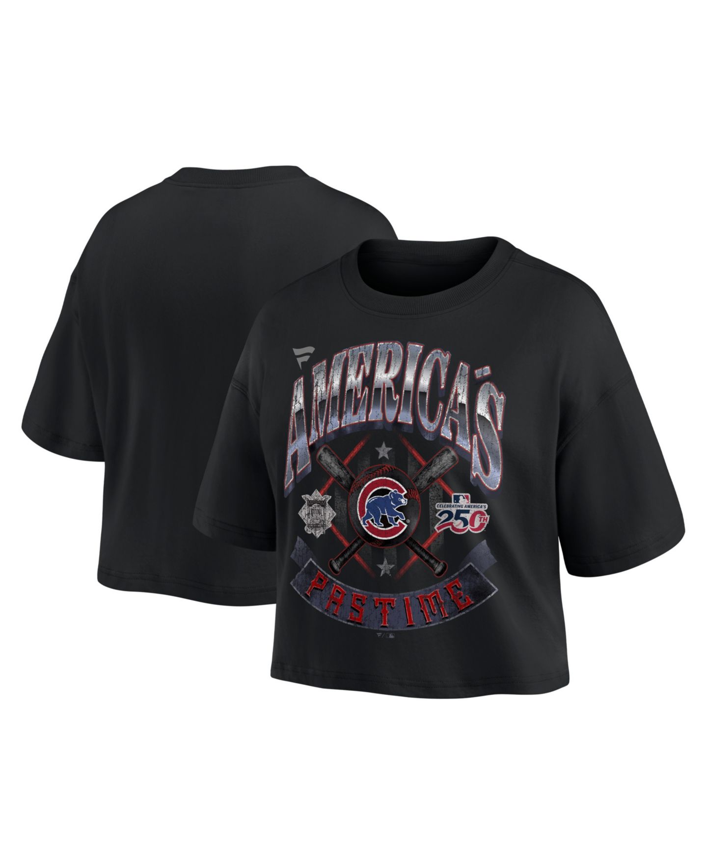Женская футболка Fanatics Black Chicago Cubs Americana Crop — фото 1
