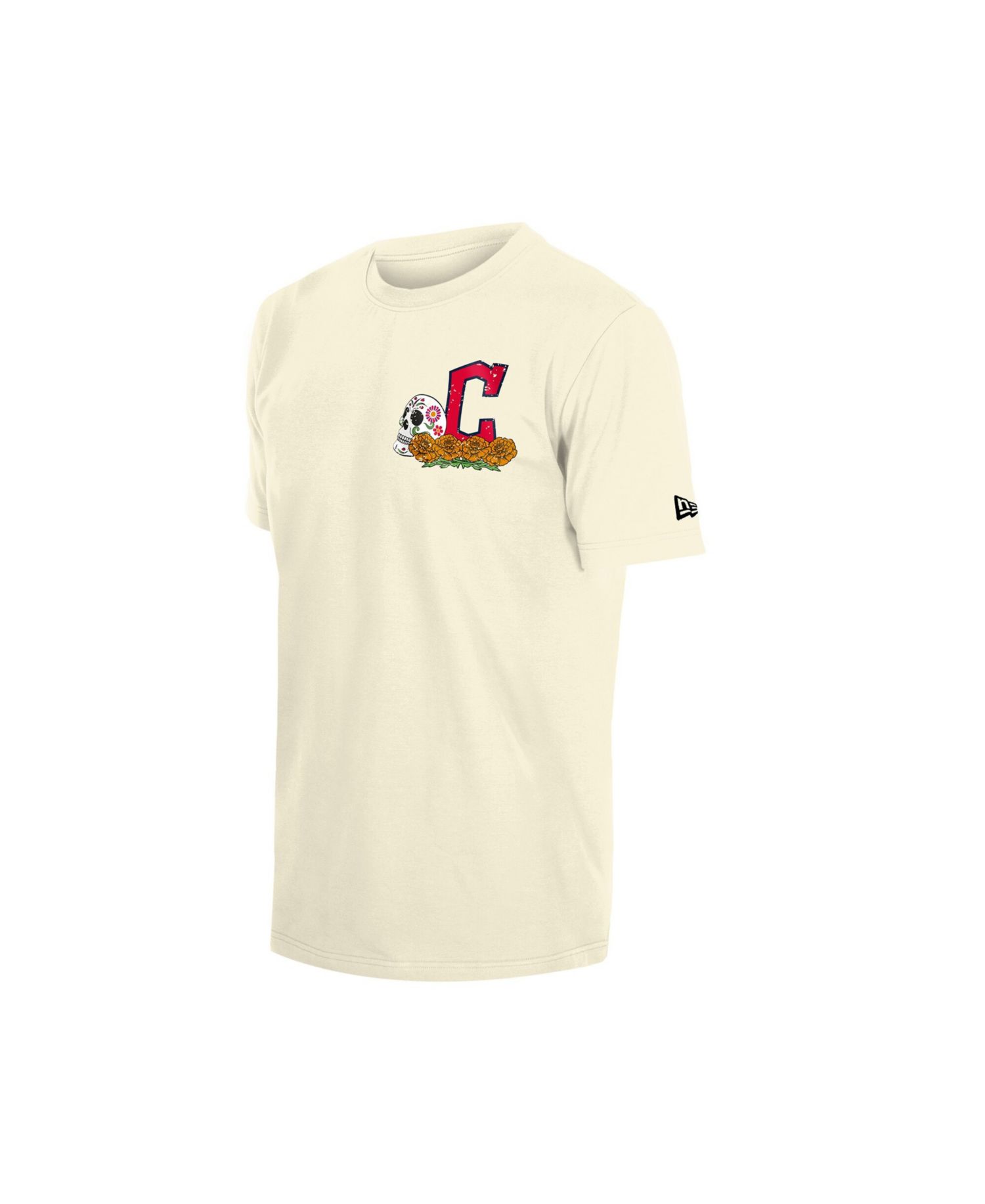 Men's Natural Cleveland Guardians Dia de los Muertos Sugar Skull T-Shirt