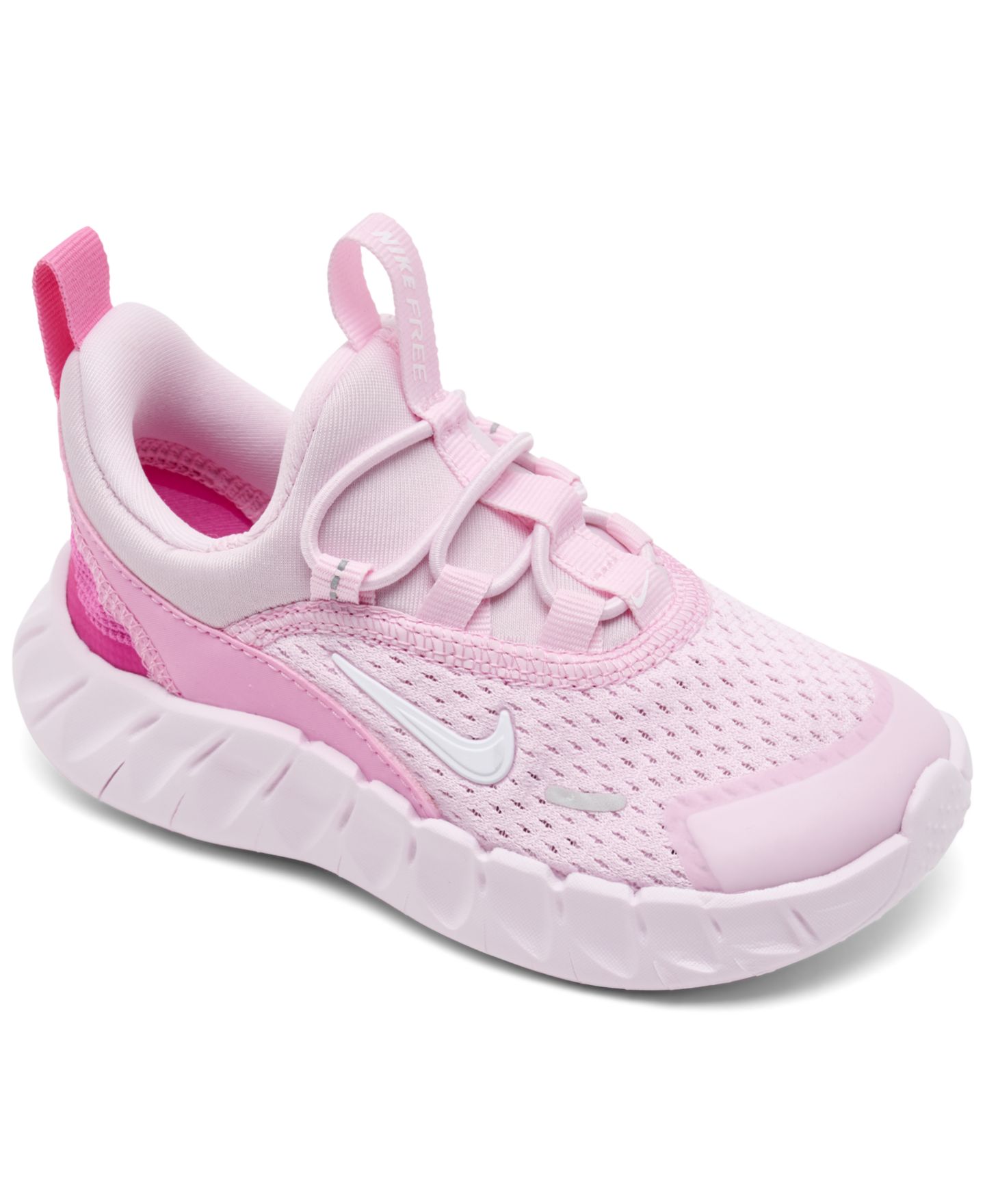 Детские кроссовки Nike Infant-Toddler Kids Free Ride Elastic Lace Running, цвет: Розовый / Белый — фото 1