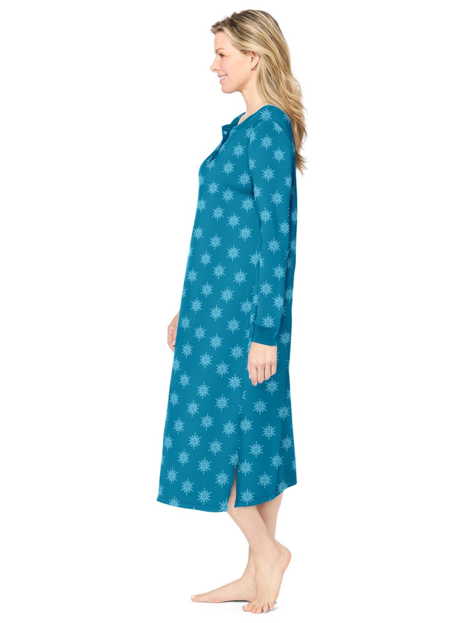 Women's Dreams and Co. Thermal Henley Sleepshirt