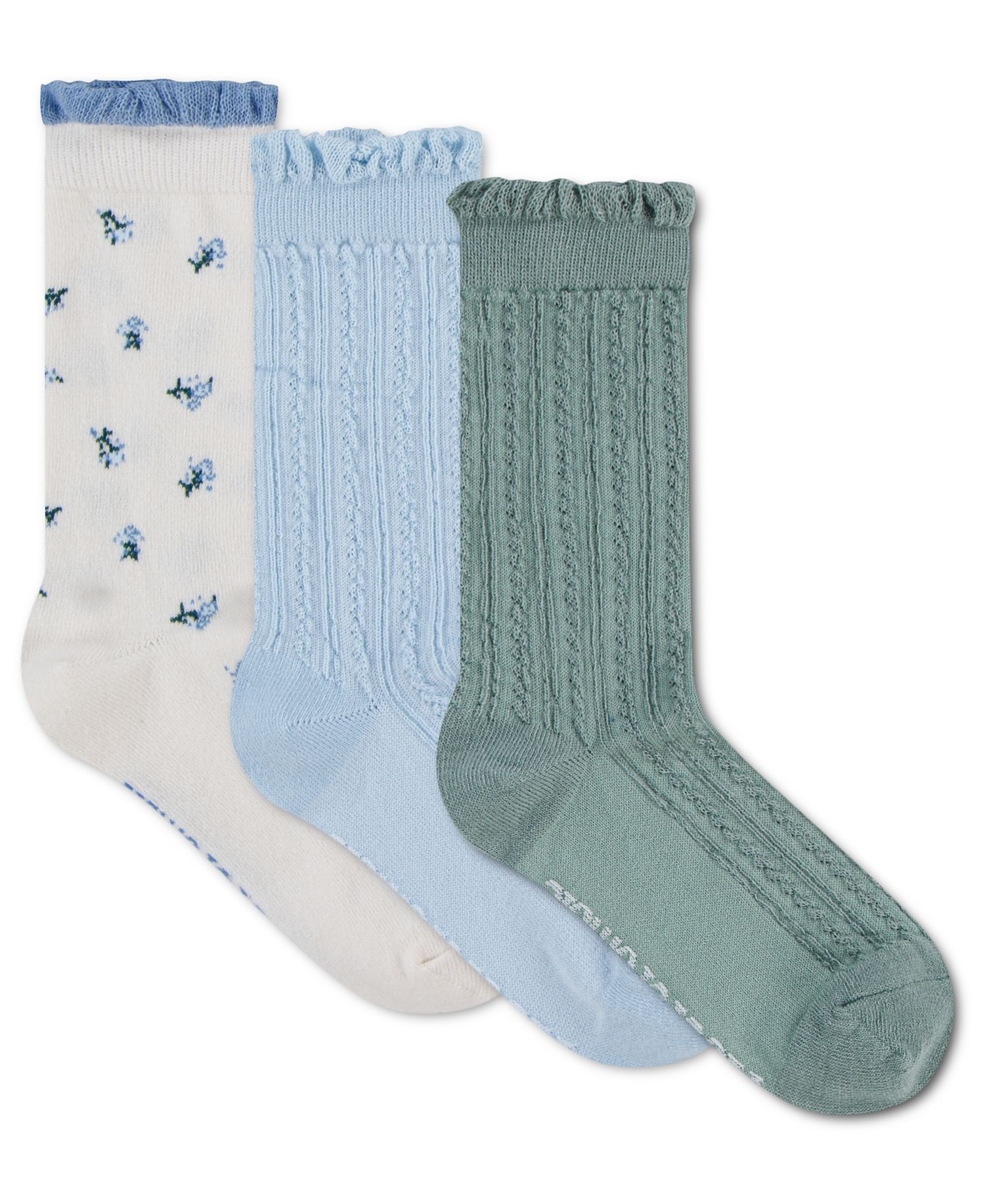 Girls' 5-11 Ditsy Floral Crew Socks, 3-Pack