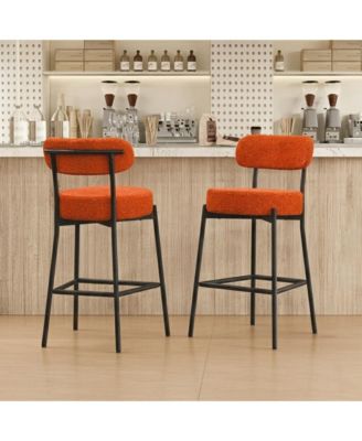 30" Bar Stools Set of 2, Counter Height Bar Chairs with Backrest and Footrest