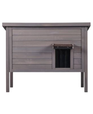 Outdoor Cat House Wooden Feral Cat Shelter with Roof and PVC Door Flaps