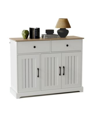 Sideboard Buffet Cabinet with Storage Farmhouse Kitchen Cabinet with Adjustable Shelf and Barn Doors for Living Dining Room