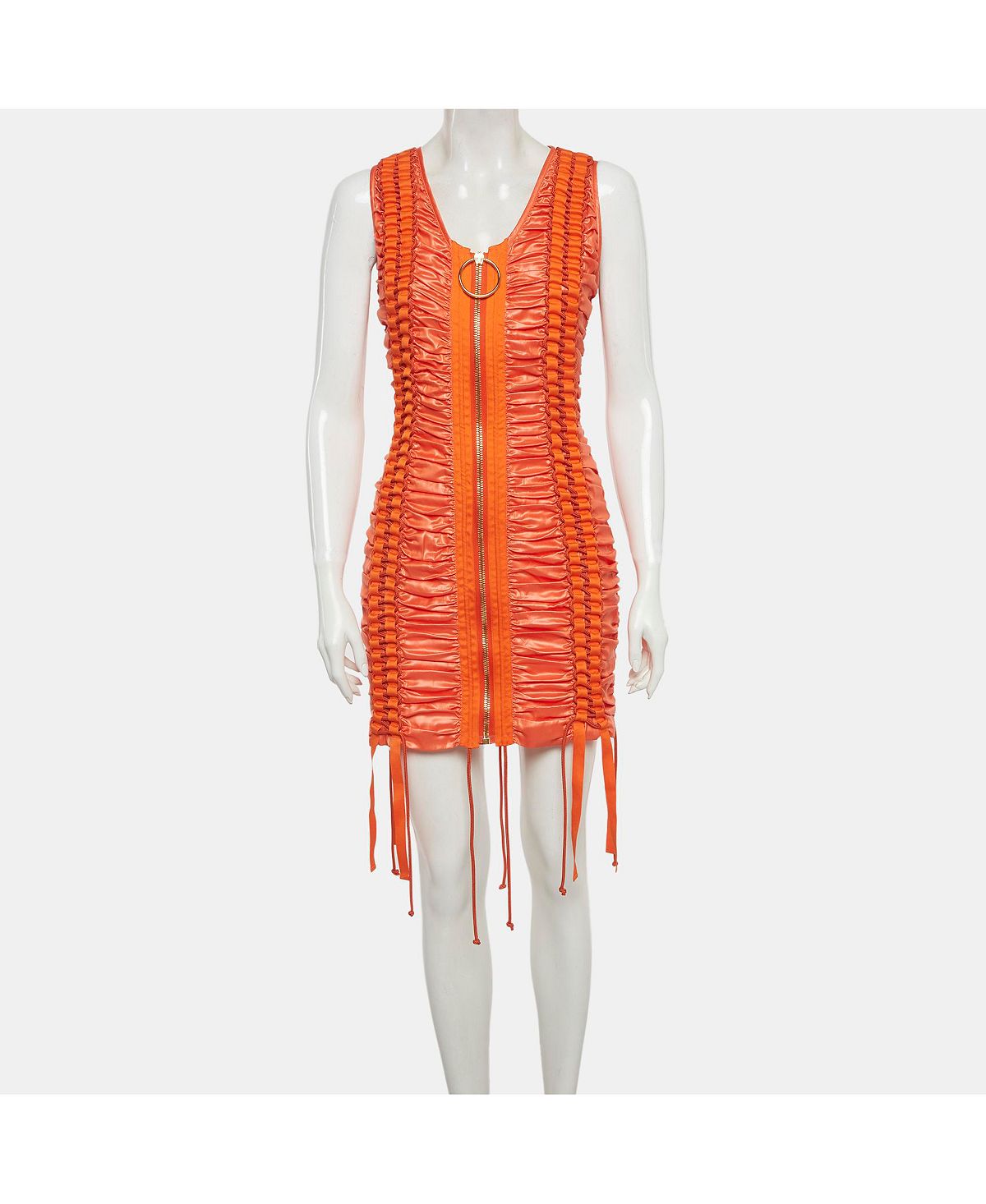Pre-Owned Balmain Women's Satin Lace Up Ruched Mini Dress view 2 — MAYCSS fashion products