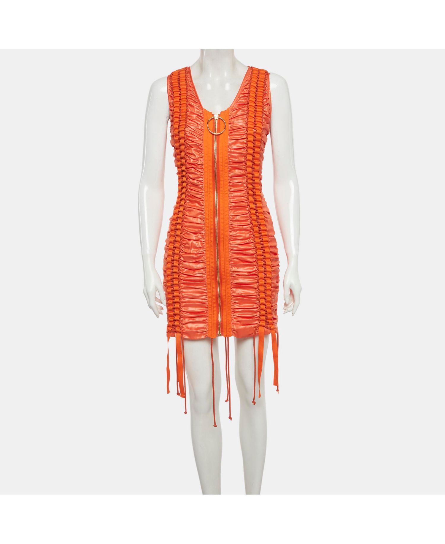 Women's Satin Lace Up Ruched Mini Dress