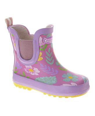 Big Girls ( 7 to 12 ) Floral Rain Boots - Waterproof Slip On Rubber Boots with Easy Pull Tabs (Toddler/Little Kids)