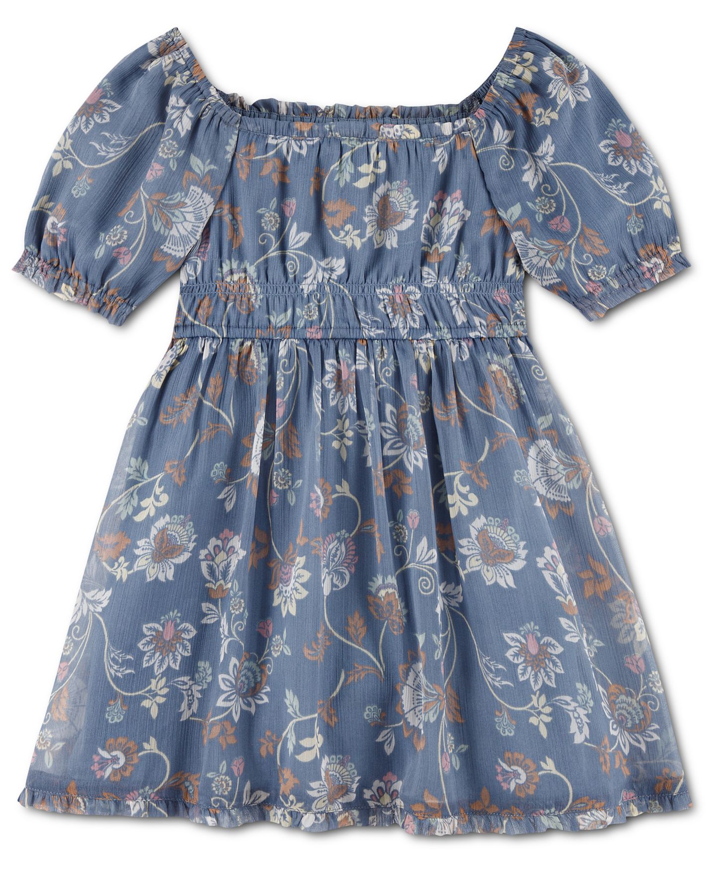 Платье abercrombie kids Babydoll Mini Short-Sleeve Dress для девочек-малышей, цвет: Синий с принтом — фото 1