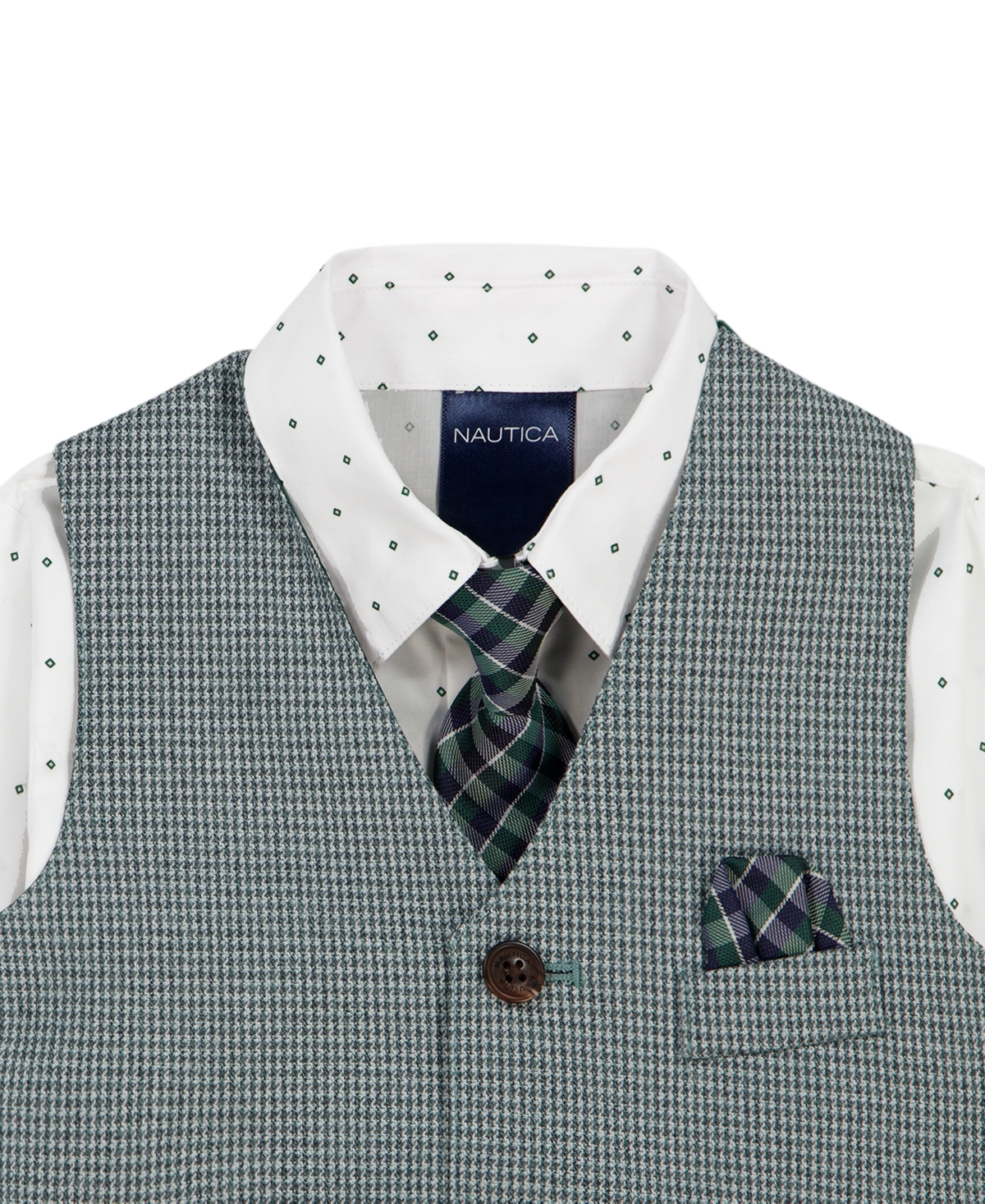 Nautica Boys' 2T-7 Long-Sleeve Shirt, Vest, Pants and Tie, 4-Piece Set