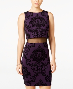 B Darlin Juniors Velvet-Print Popover Bodycon Dress