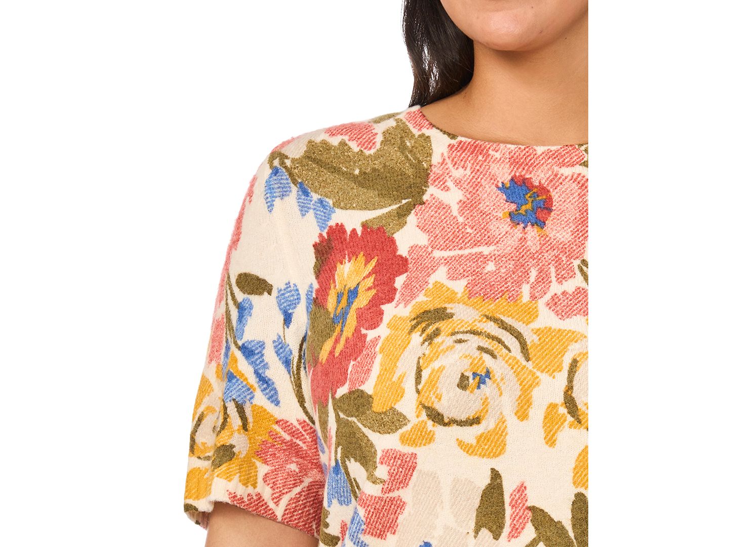 Женский свитер Vince Camuto Plus Size Short-Sleeve Crewneck, цвет: Берёзовый — фото 4