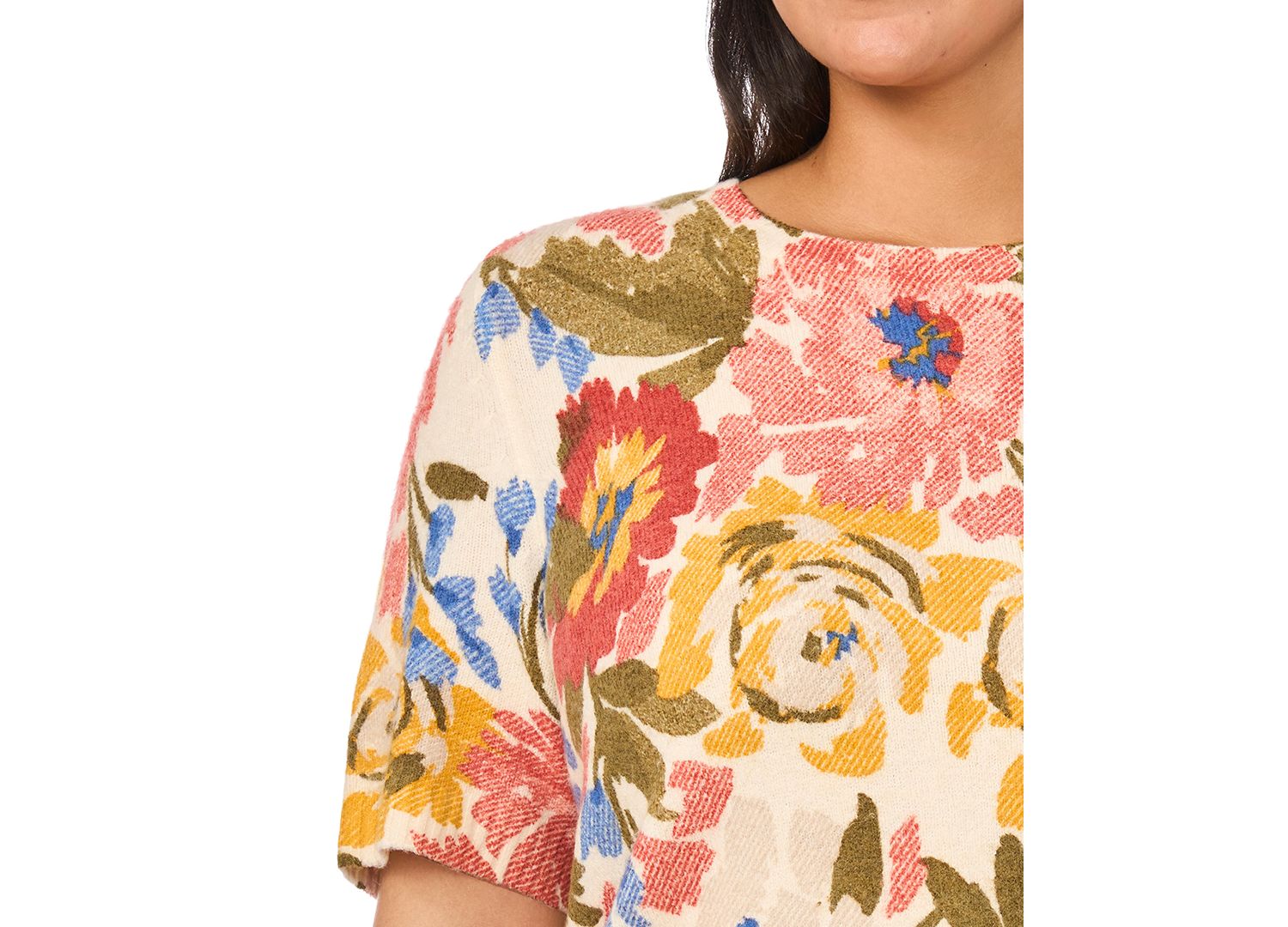 Plus Size Short-Sleeve Crewneck Sweater