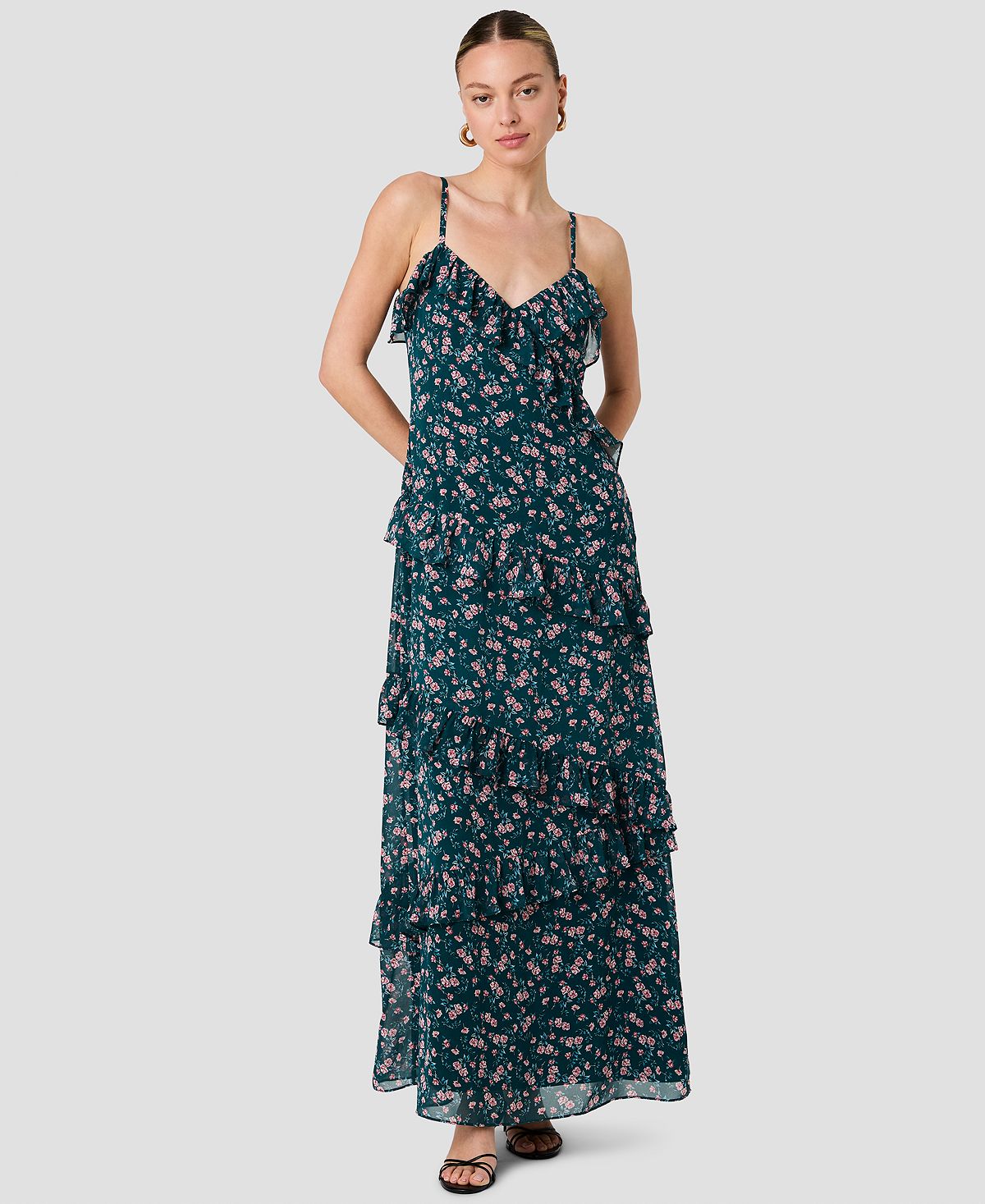 French Connection Women's Printed V-Neck Maxi Dress view 2 — MAYCSS fashion products