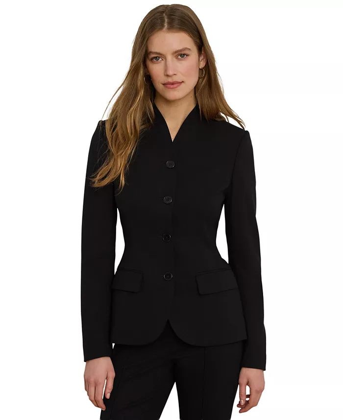 Women's Stretch Lightweight Curved Stand Collar Blazer