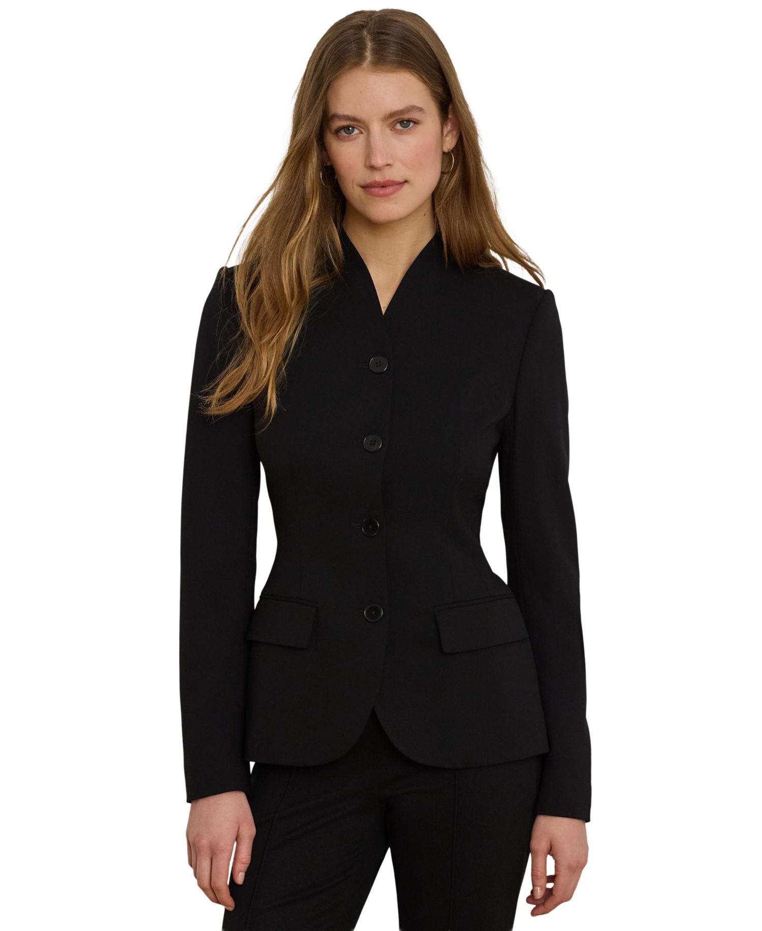 Women's Stretch Lightweight Curved Stand Collar Blazer