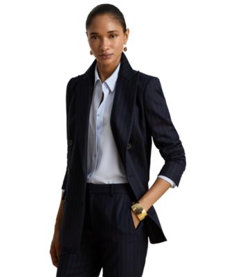 Women's Pinstripe Double-Breasted Twill Blazer