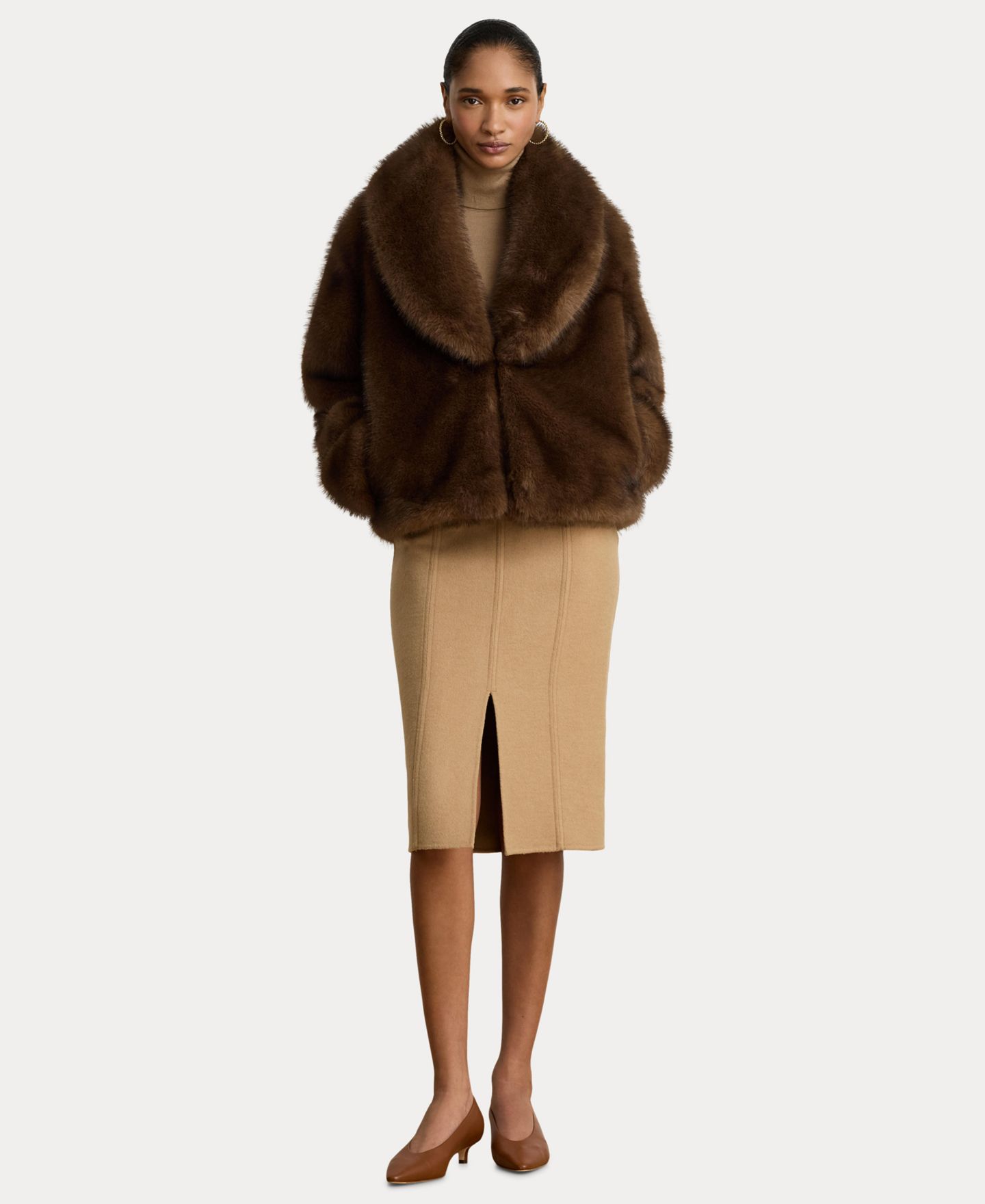 Женская юбка Lauren Ralph Lauren Double-Faced Wool-Blend Pencil, цвет: Верблюжий — фото 6