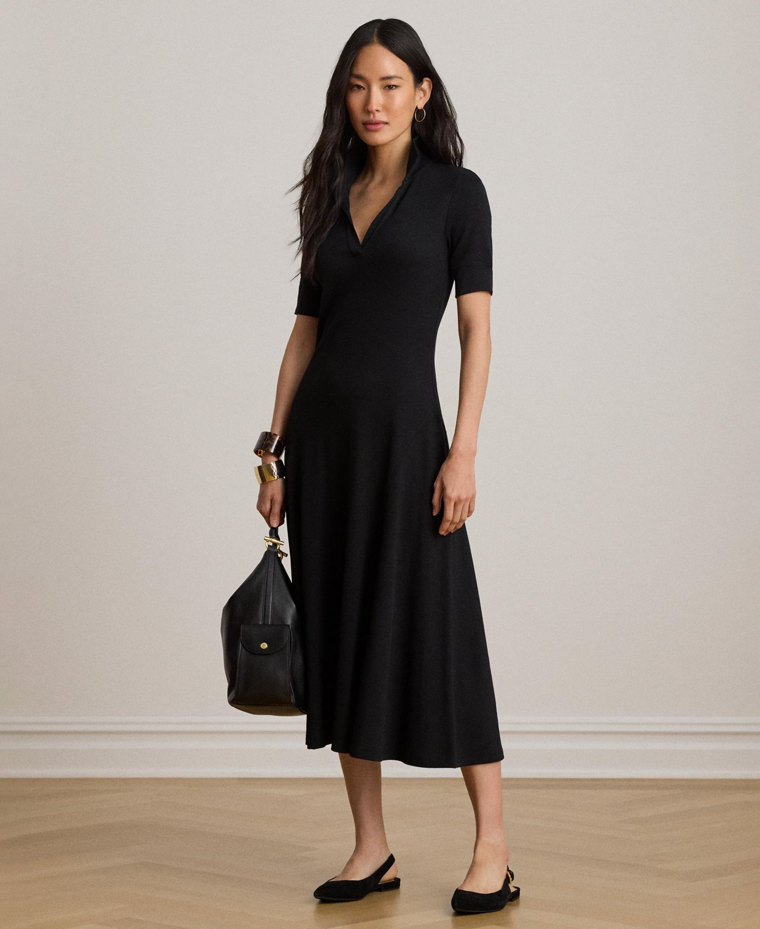 Women's Rib Knit Collared Dress