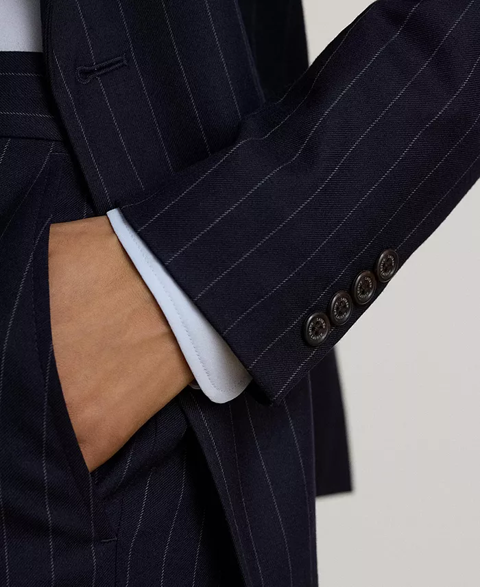 Women's Pinstripe Double-Breasted Twill Blazer - thumbnail 4