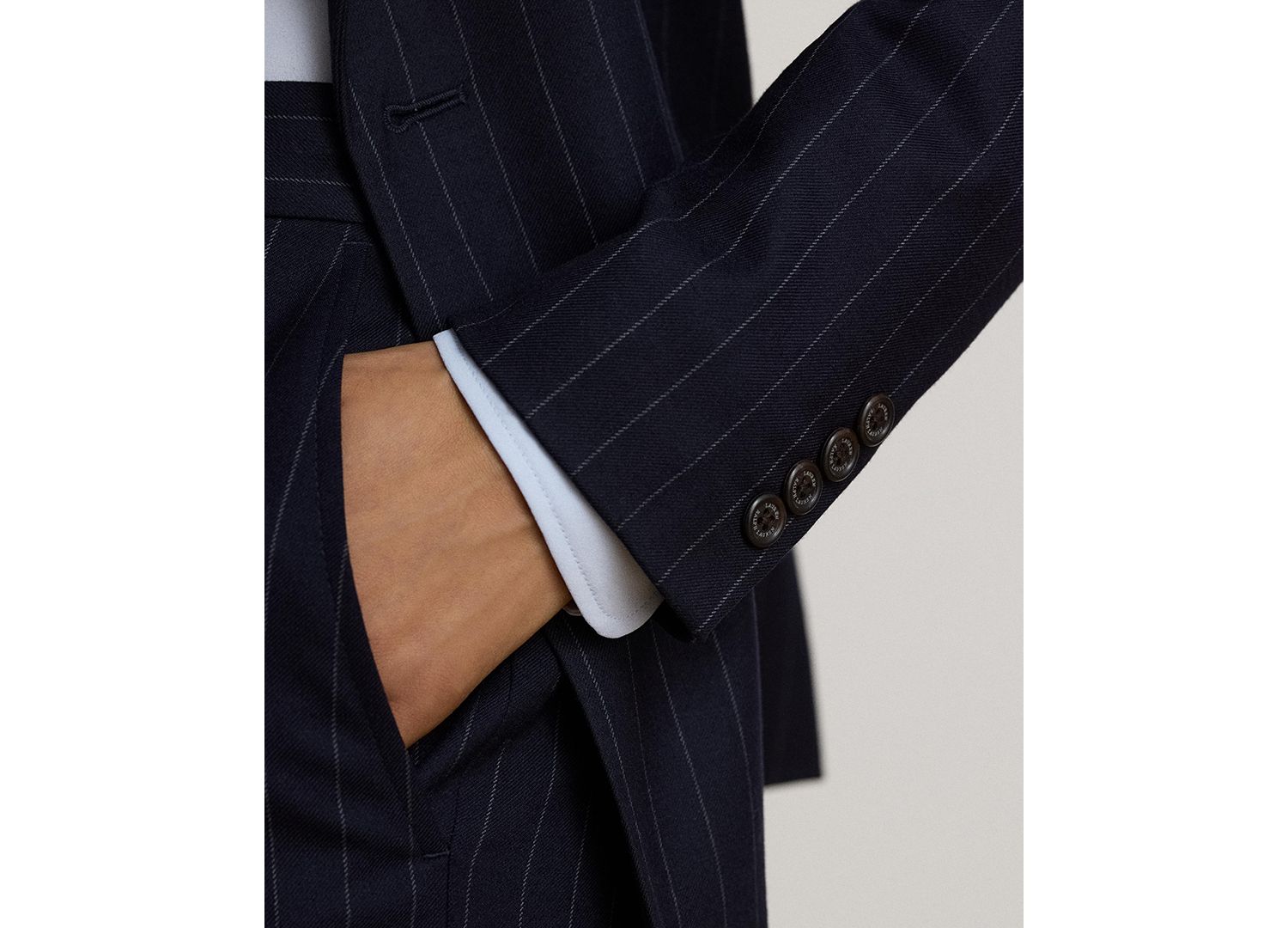 Women's Pinstripe Double-Breasted Twill Blazer