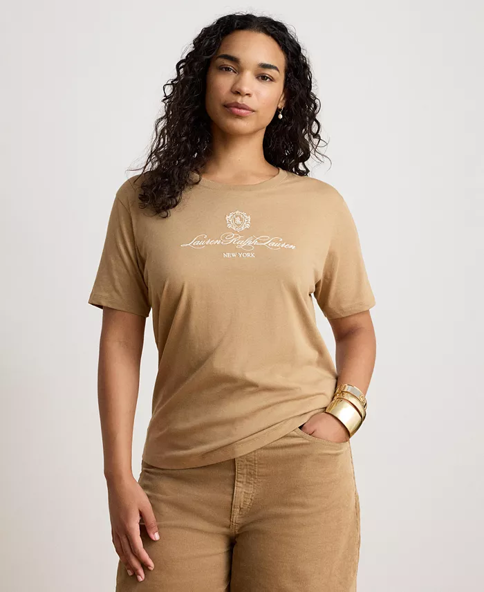 Women's Embroidered-Crest Crewneck Jersey Top - thumbnail 3