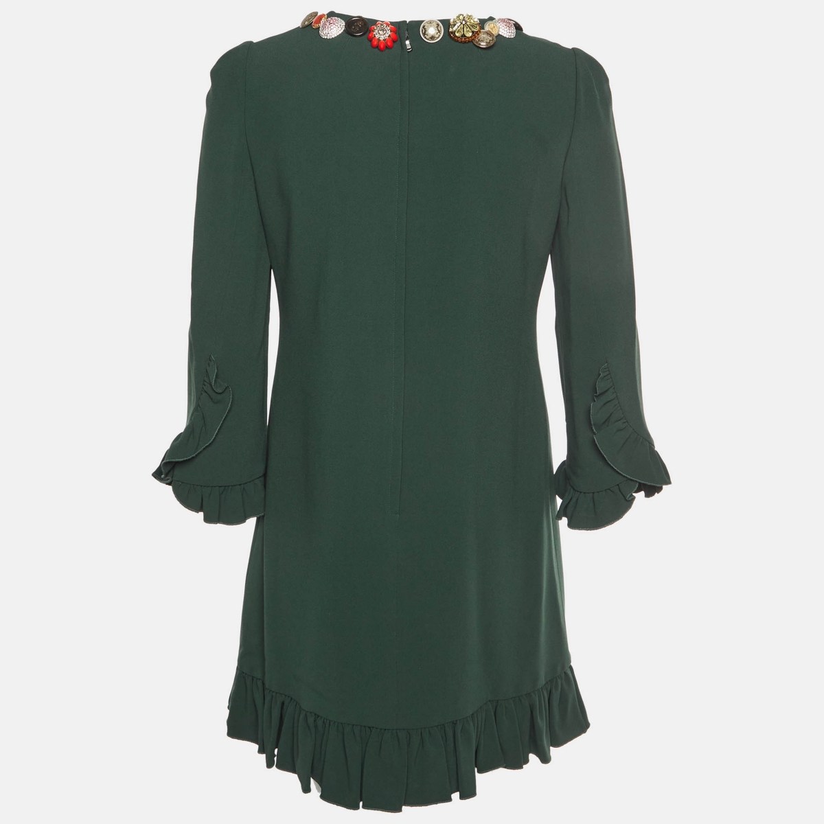 Pre-Owned Dolce & Gabbana Women's Pre-Owned Dolce and Gabbana Crepe Bejeweled Ruffled Mini Dress
