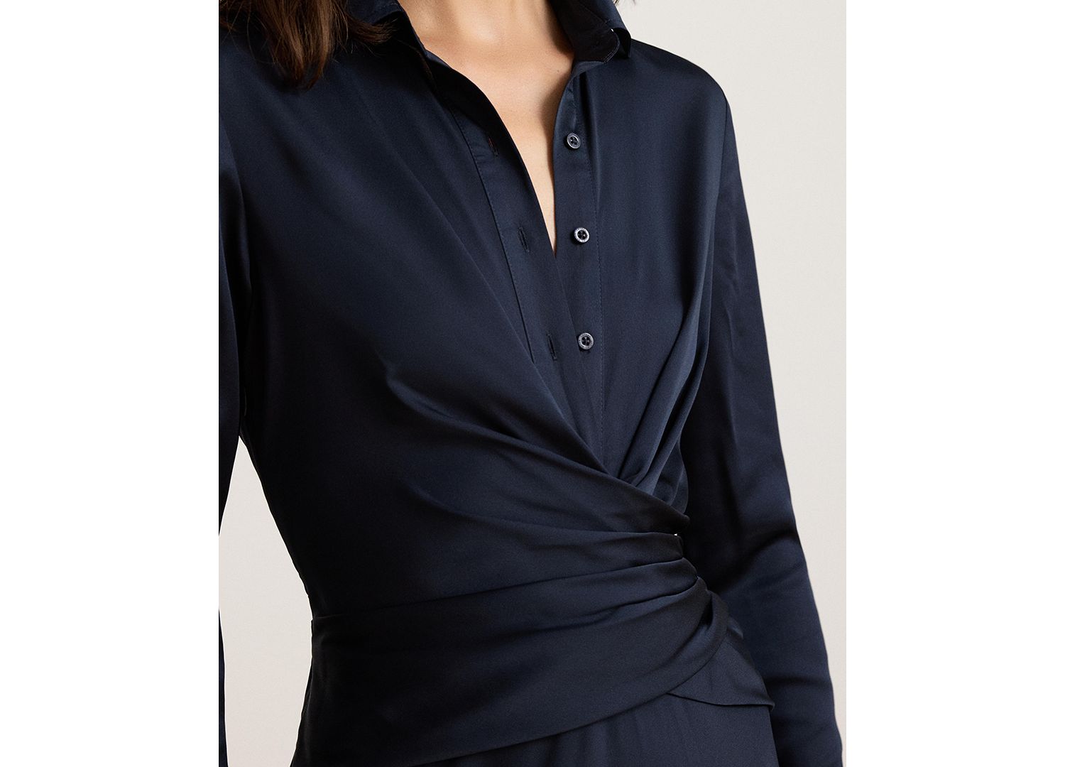 Women's Pleated Button-Up Charmeuse Gown
