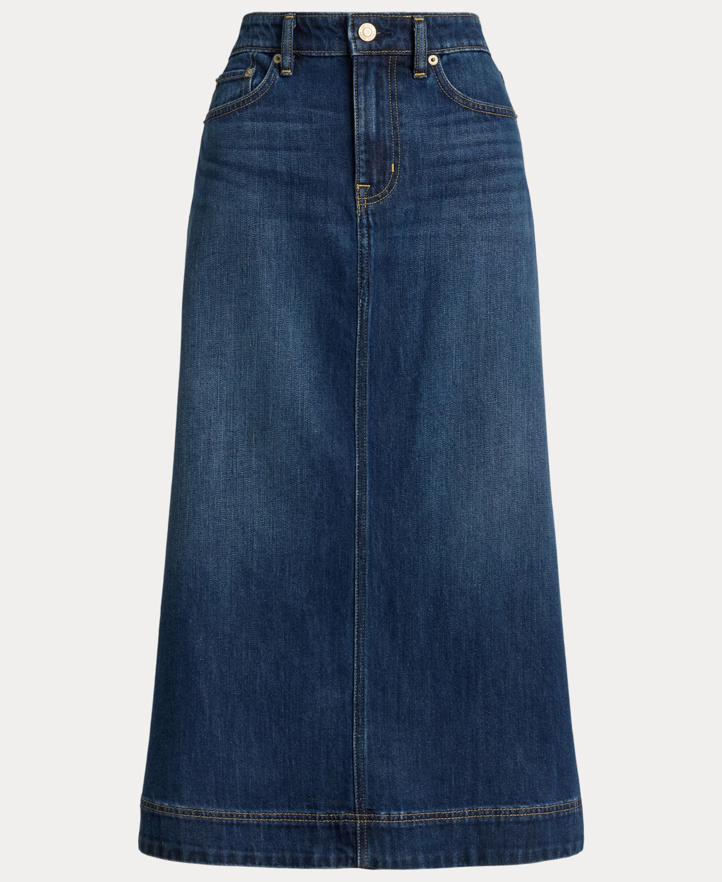 Женская юбка Lauren Ralph Lauren A-Line High-Waisted Midi Denim Skirt, цвет: Варёный — фото 6