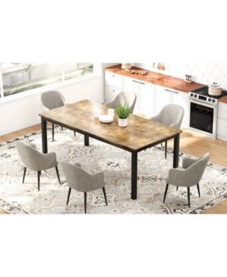 70.8" Industrial Dining Table for 6-8 with Metal Legs and  Load Bars