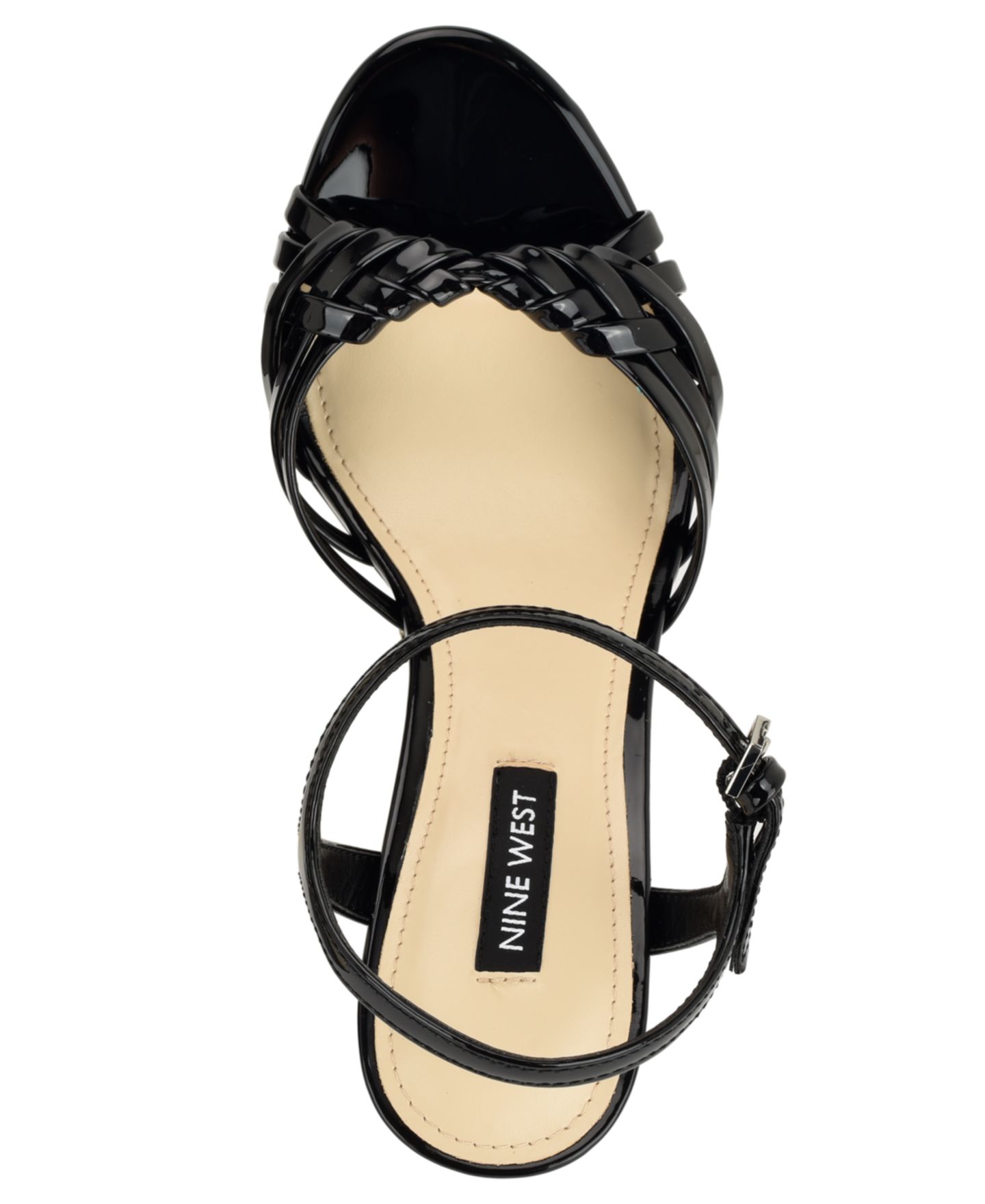 Женские сандалии Nine West Nayya Woven Platform Dress Sandals, цвет: Чёрный лаковый — фото 4