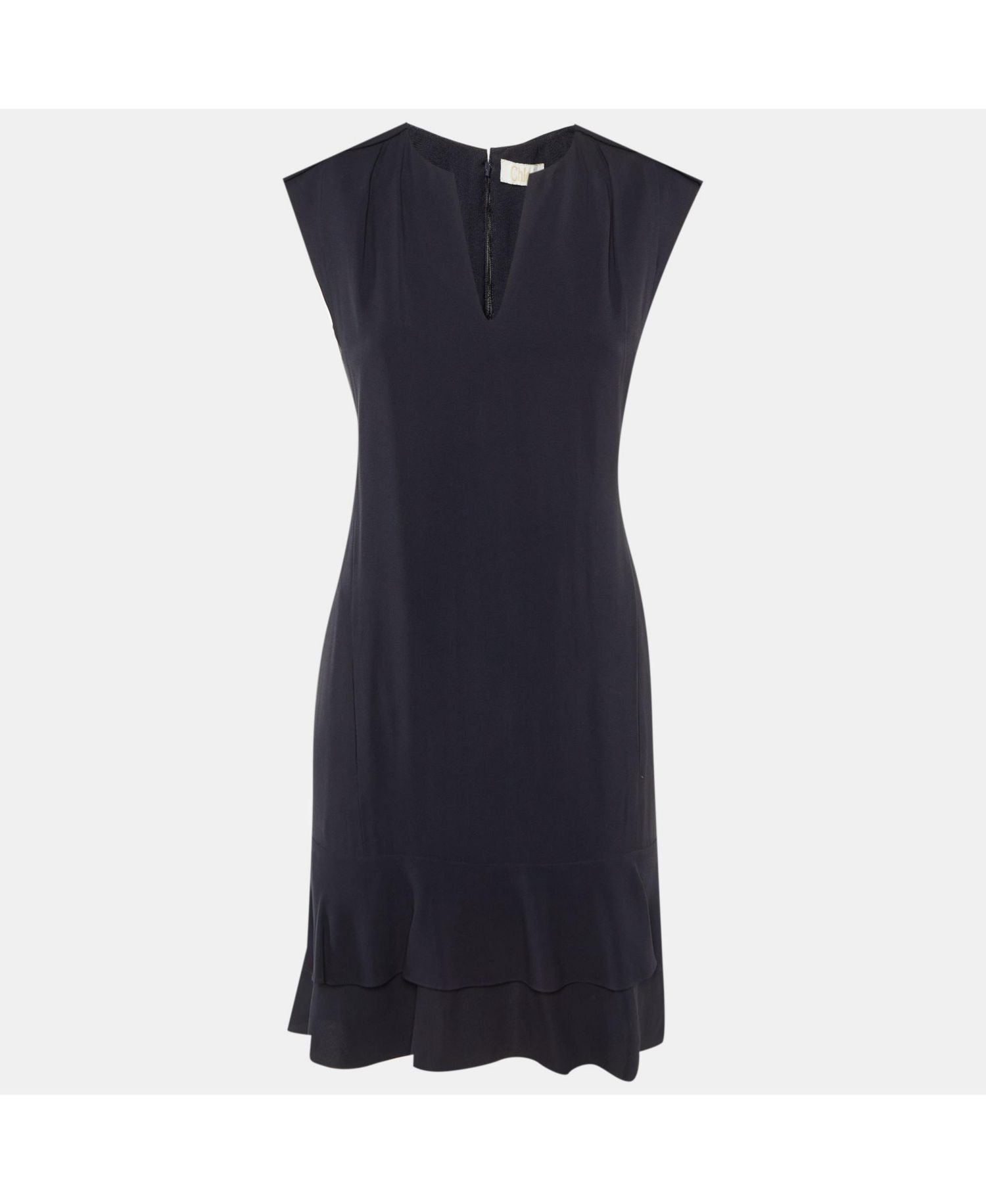 Women's Crepe Flounced Sleeveless Dress